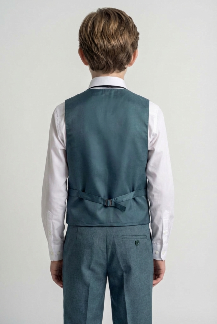 Jungen Slim Fit Texturiertes 8-teiliges formelles Anzugset – Blaugrün