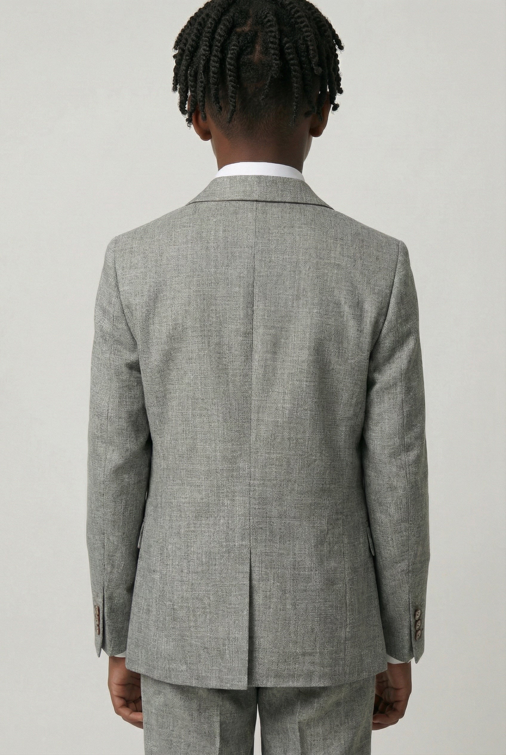 Boys Slim Fit Textured 8-Piece Formal Suit Set - Vizon Back Picture