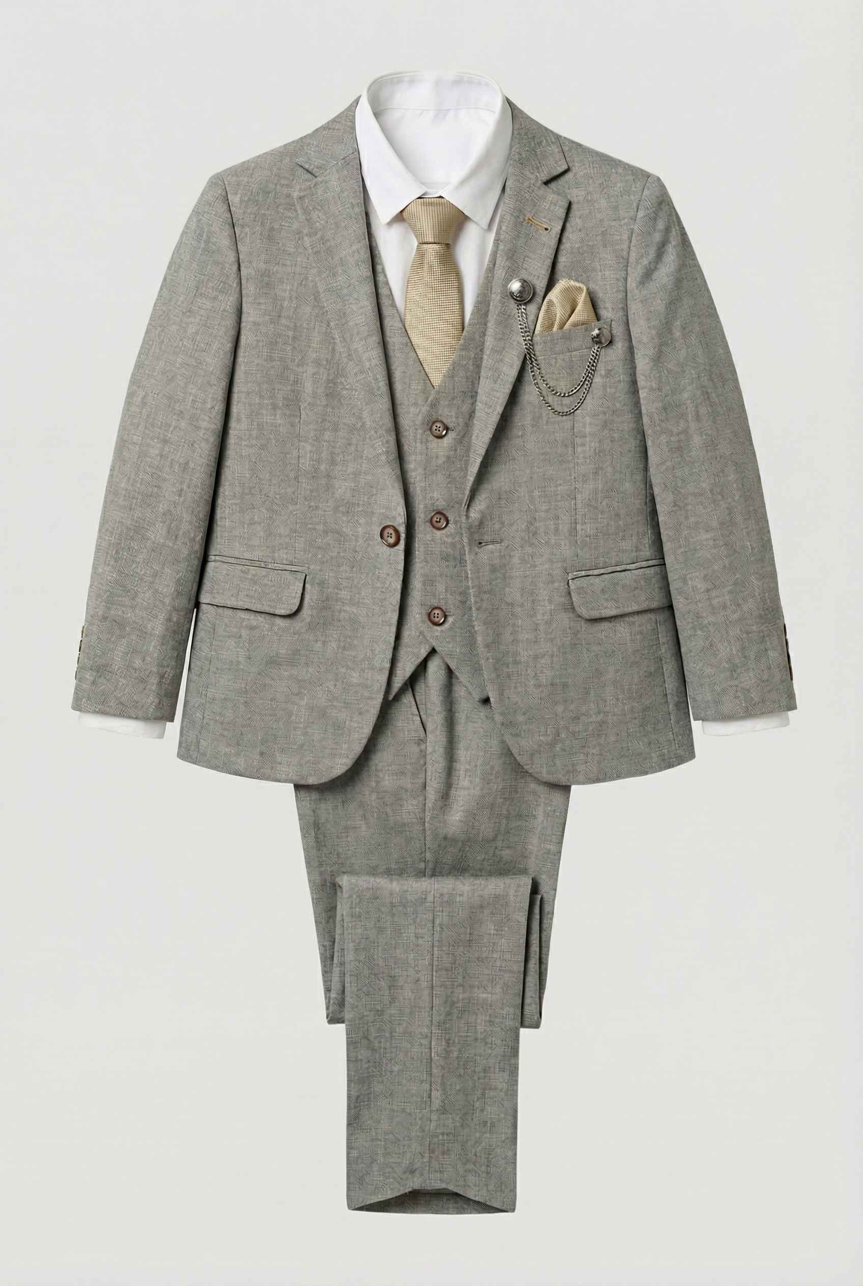 Boys Slim Fit Textured 8-Piece Formal Suit Set - Vizon Mannequin Picture