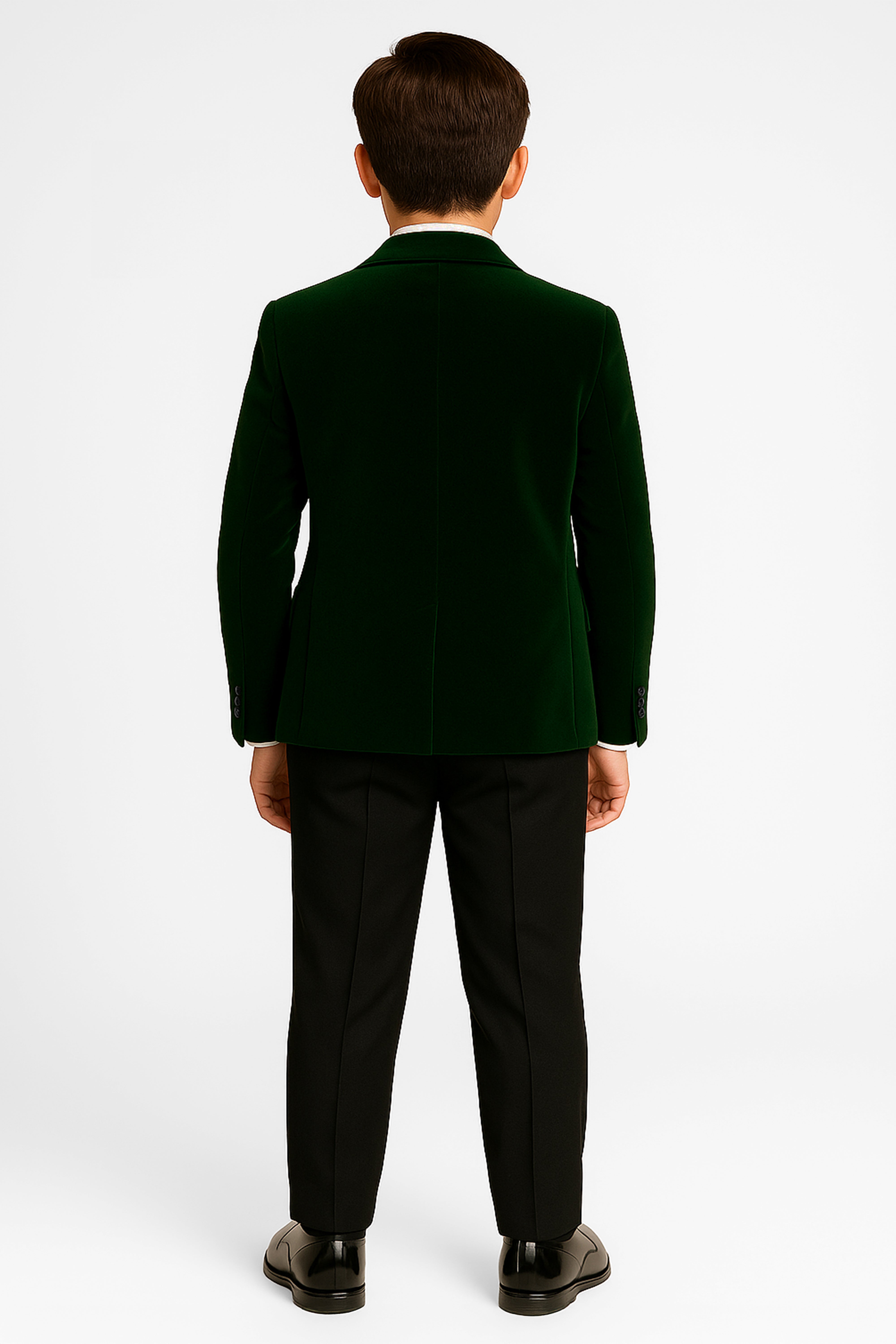 Boys Slim Fit Velvet Dinner Suit - 3-Piece & 5-Piece - SAVOY - Green Back picture