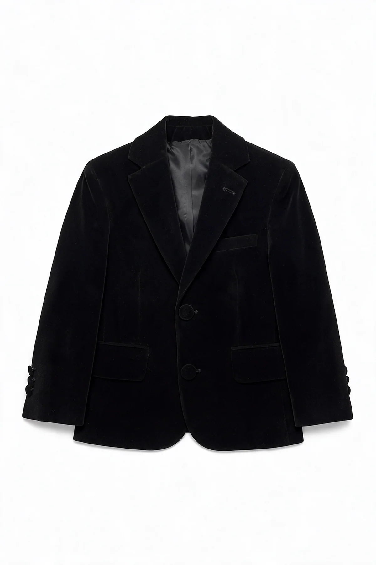 Boys Slim Fit Velvet Dinner Suit - 4-Piece & 5-Piece - SAVOY - Black Blazer Picture