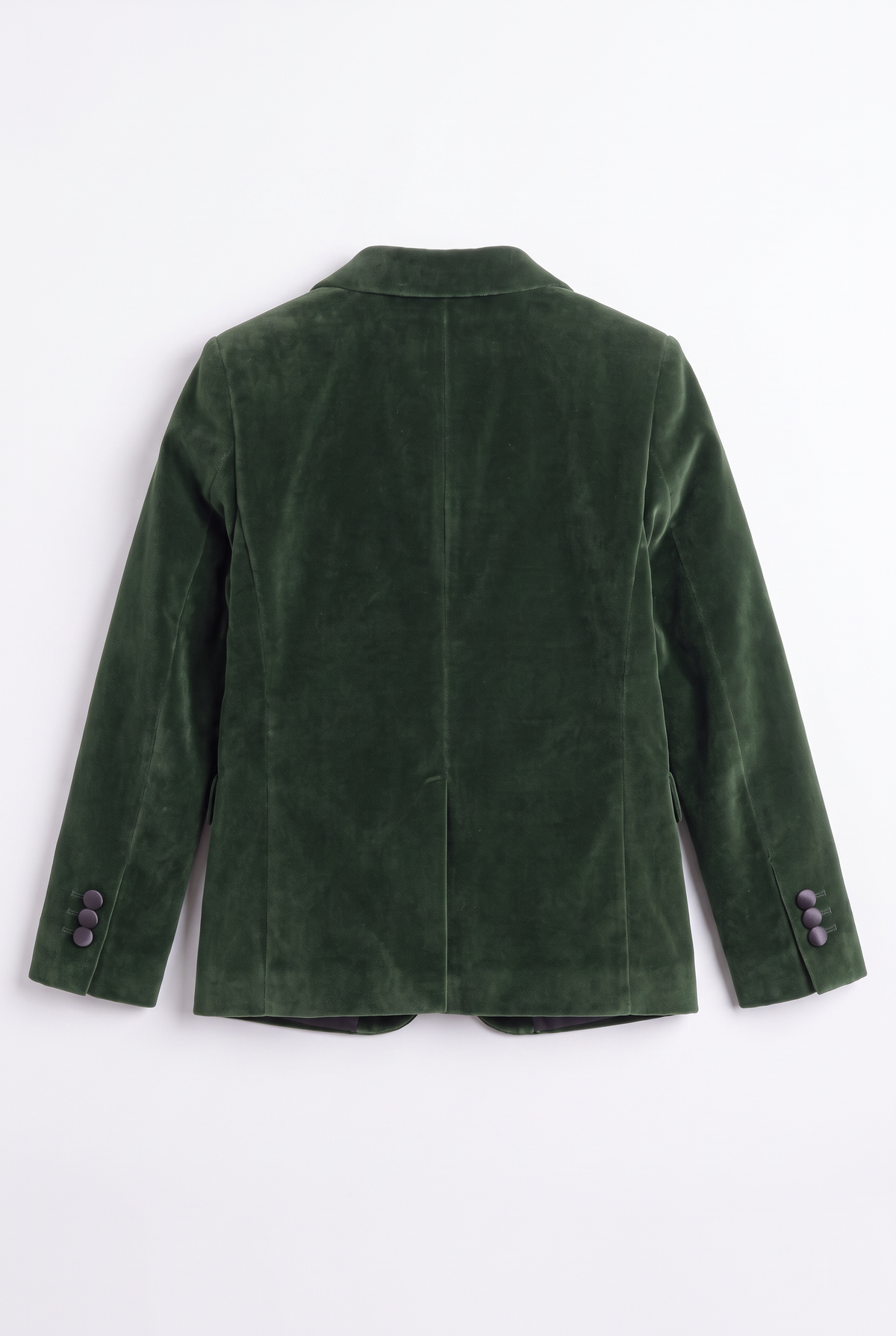 Boys Slim Fit Velvet Dinner Suit - 4-Piece & 5-Piece - SAVOY - Green Blazer Back Picture