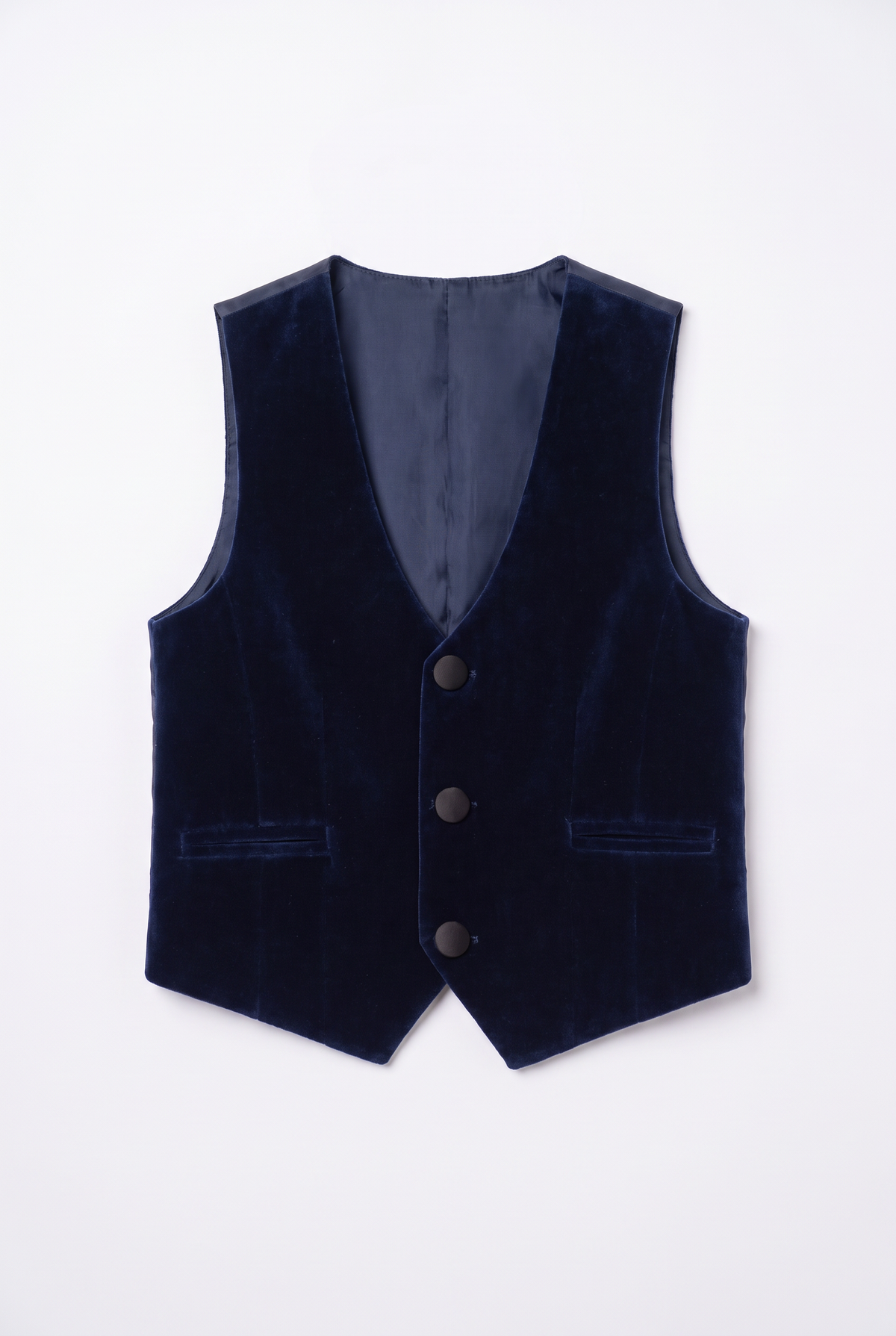 Boys Slim Fit Velvet Waistcoat Set - SAVOY - Navy Blue waistcoat picture