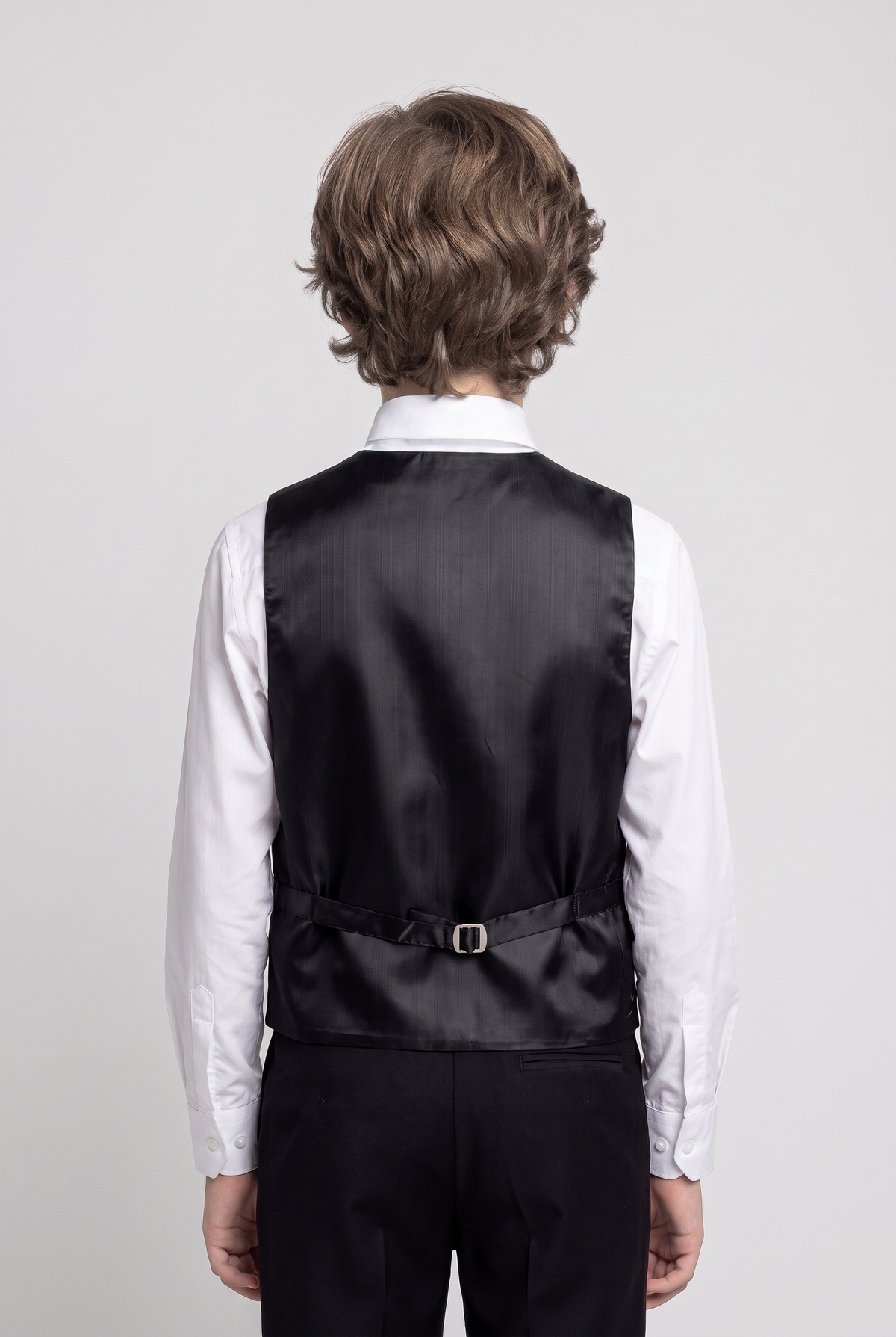 Boys Slim Fit Velvet Waistcoat Set - SAVOY - Purple model back picture