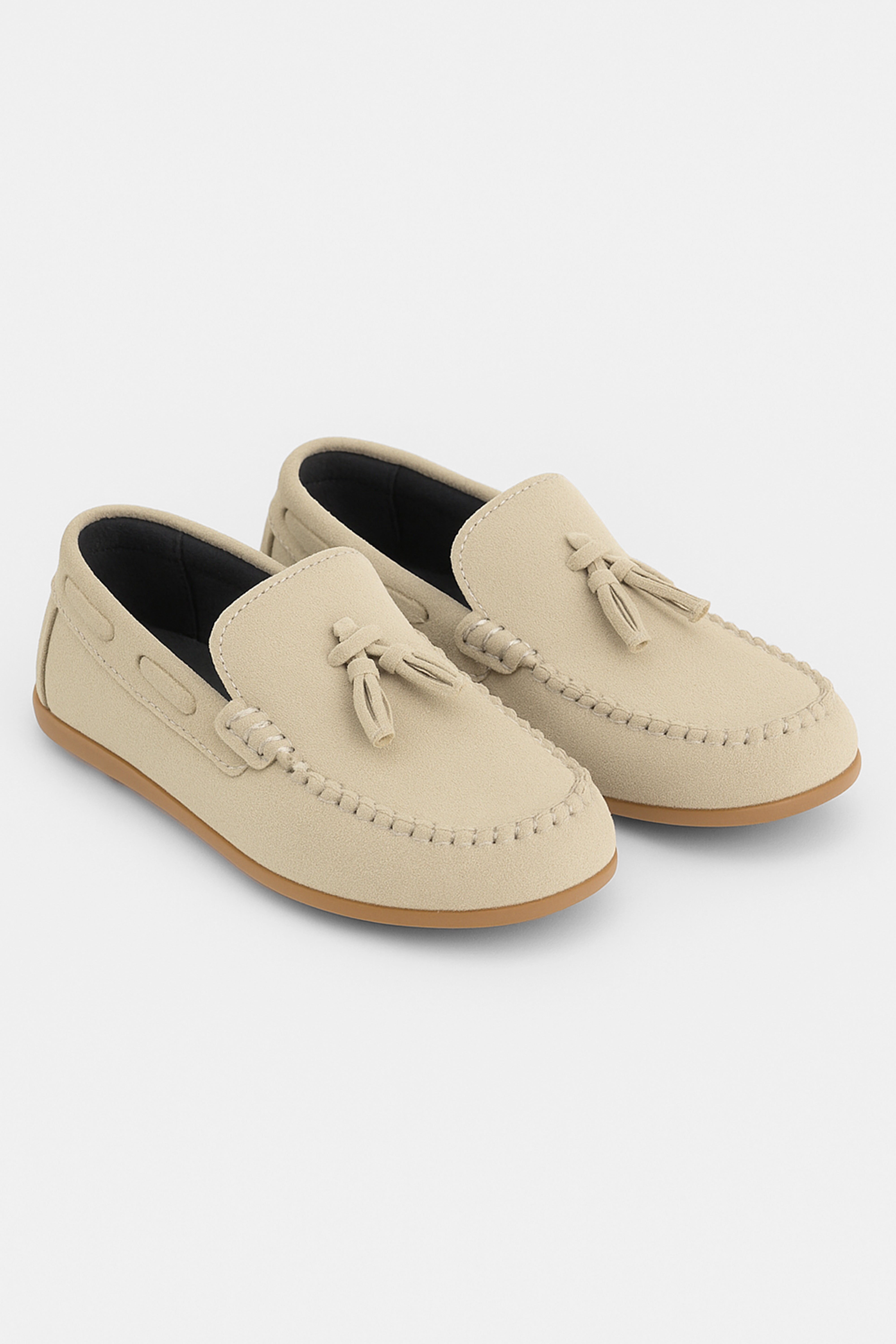 Boys Slip on Tassel Suede Penny Loafer - BABYLON - Cream - Ivory Pair Side Picture