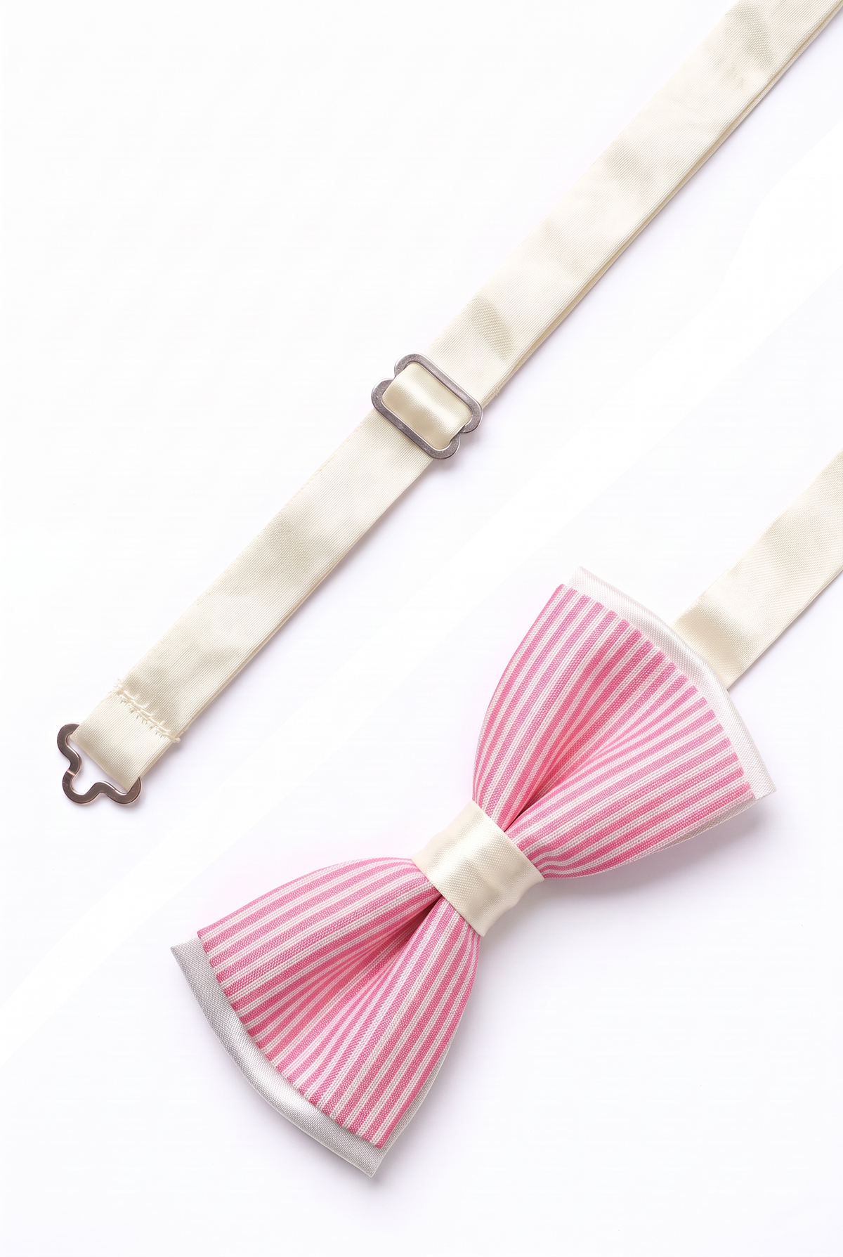 Boys Striped Bow Tie & Pocket Square Set - BWST - Pink