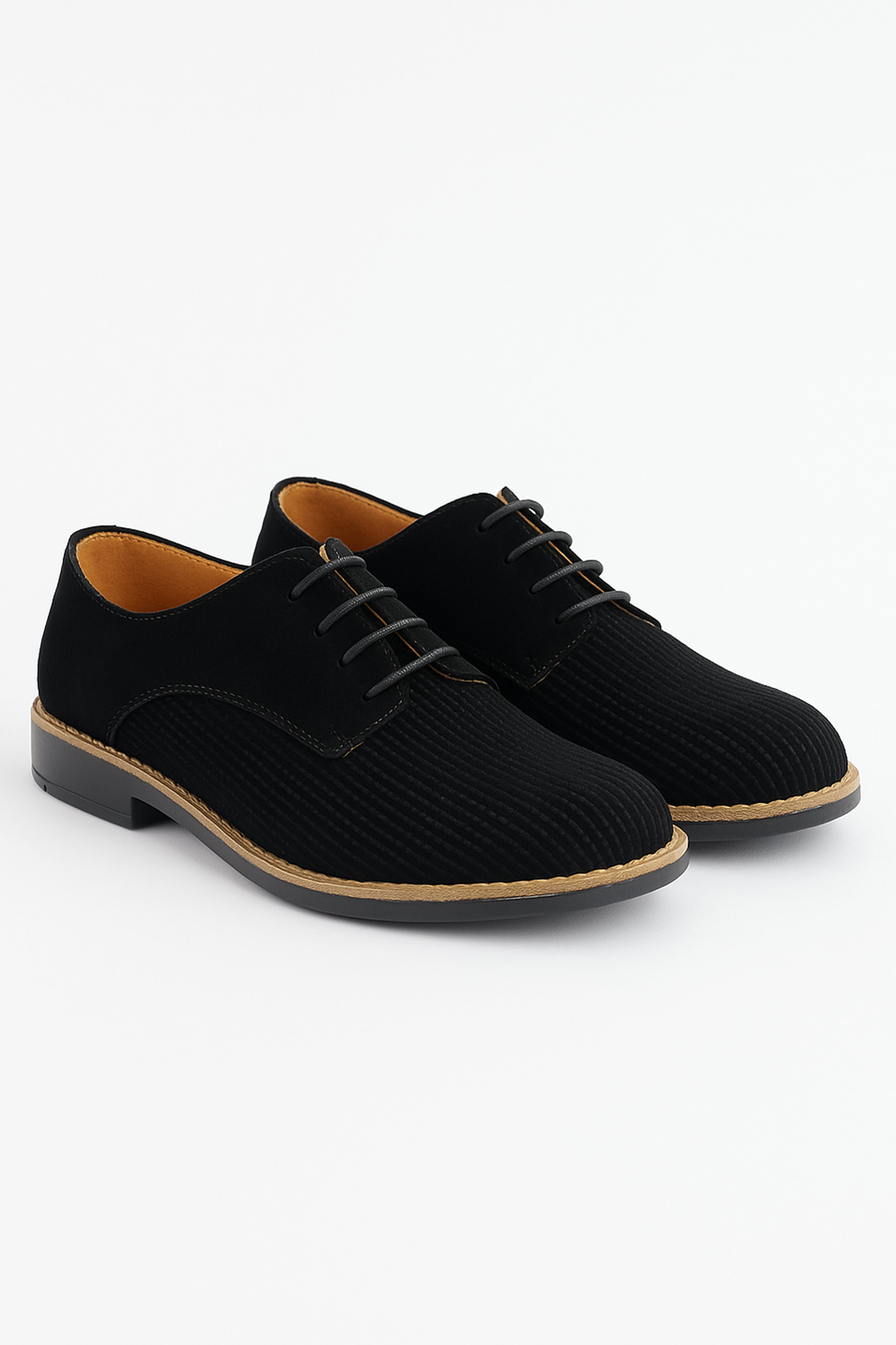 Boys Suede Lace Up Formal Shoes - Black Pair Side Picture