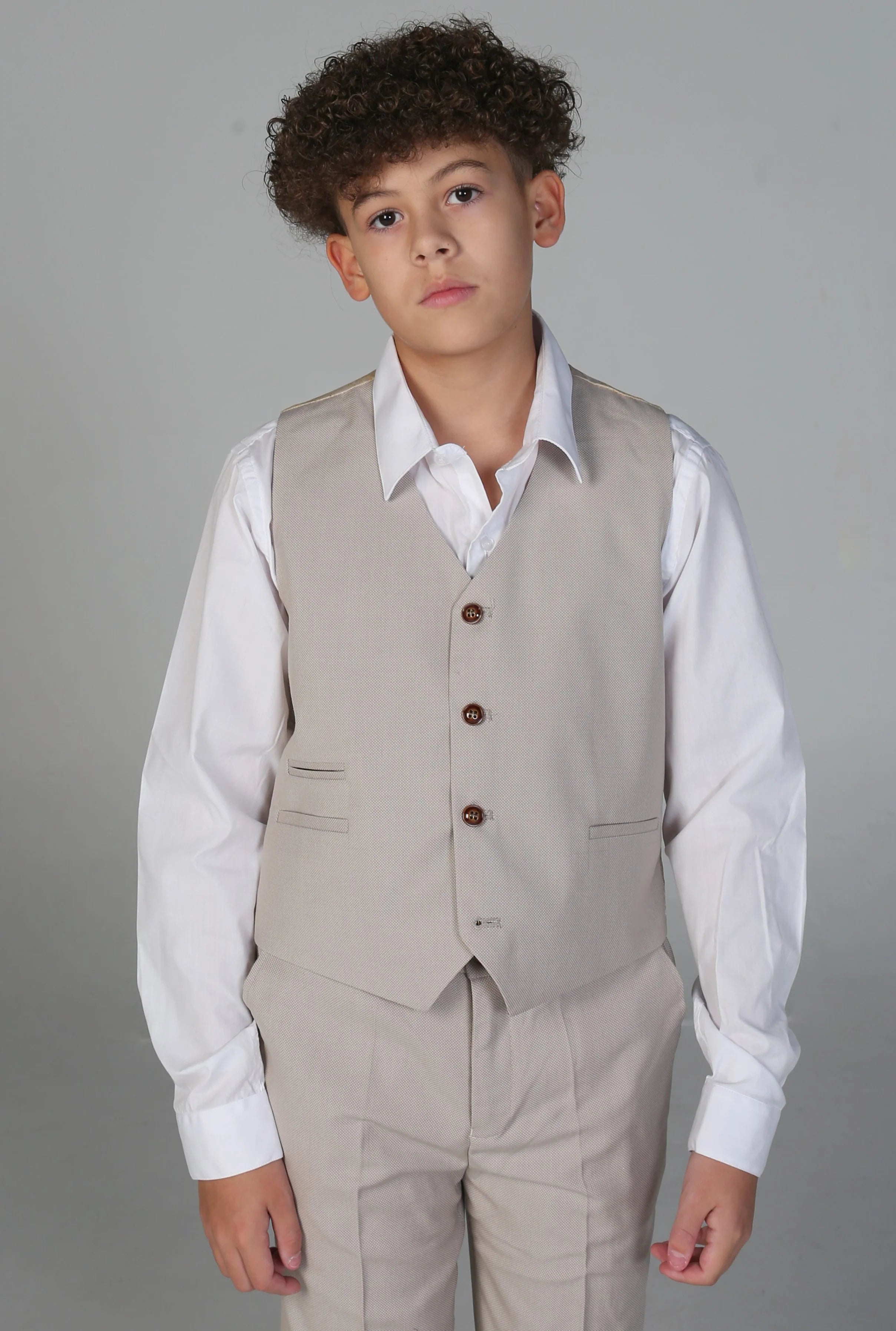Boys Tailored Fit Suit - MAYFAIR - Stone Beige