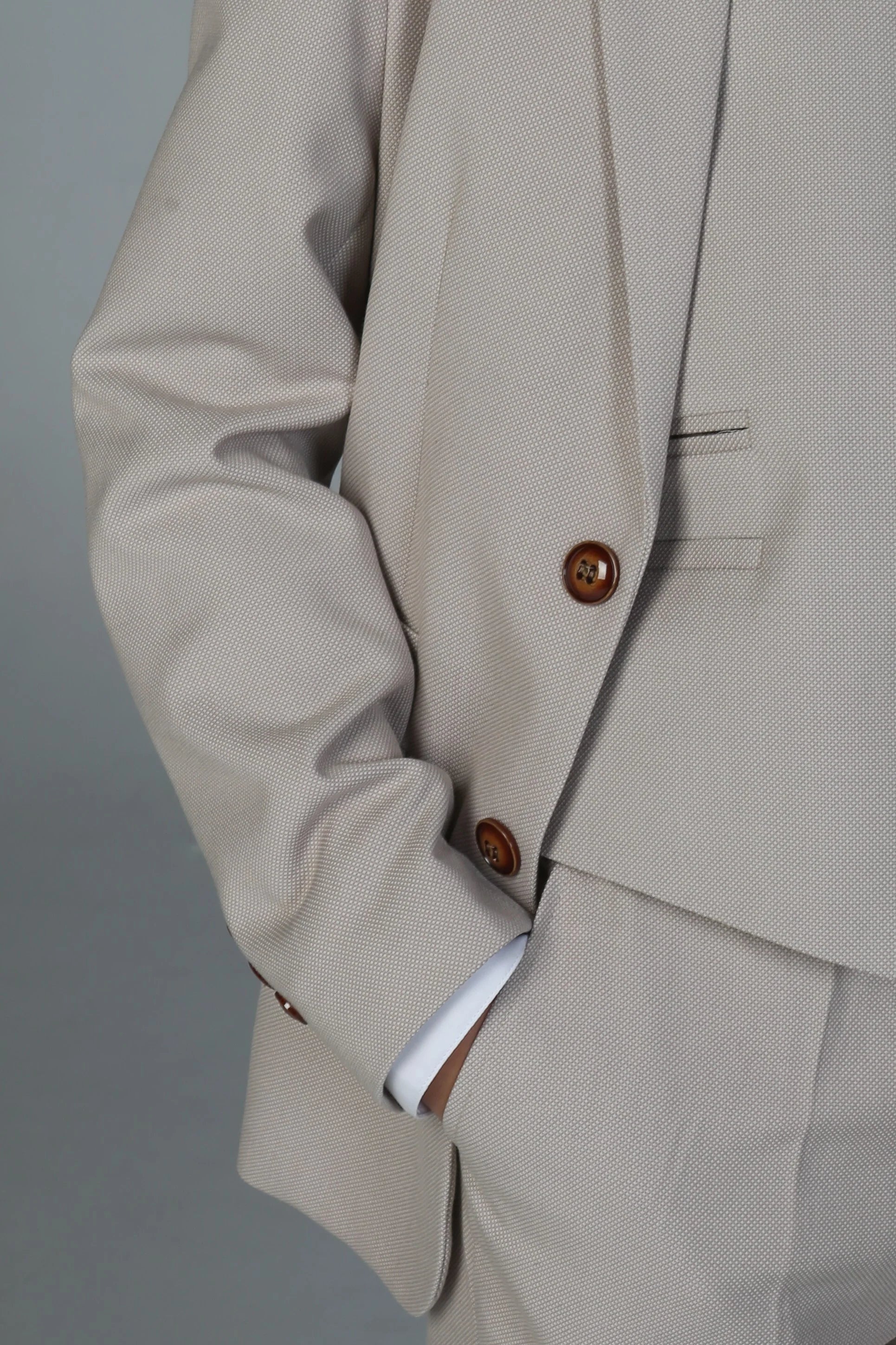 Boys Tailored Fit Suit - MAYFAIR - Stone Beige