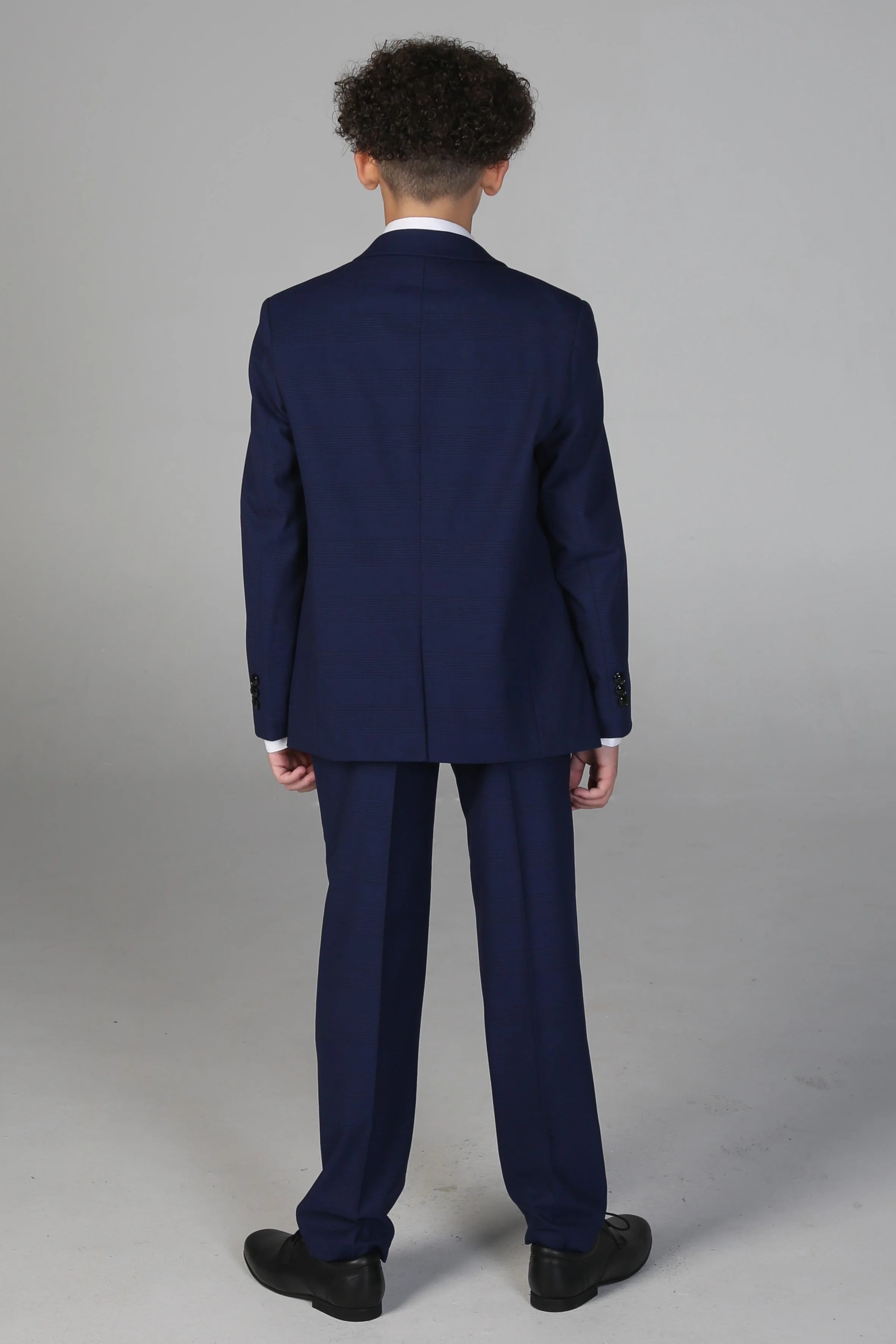 Boys Tailored Fit Tweed Check Suit - MARK - Blue