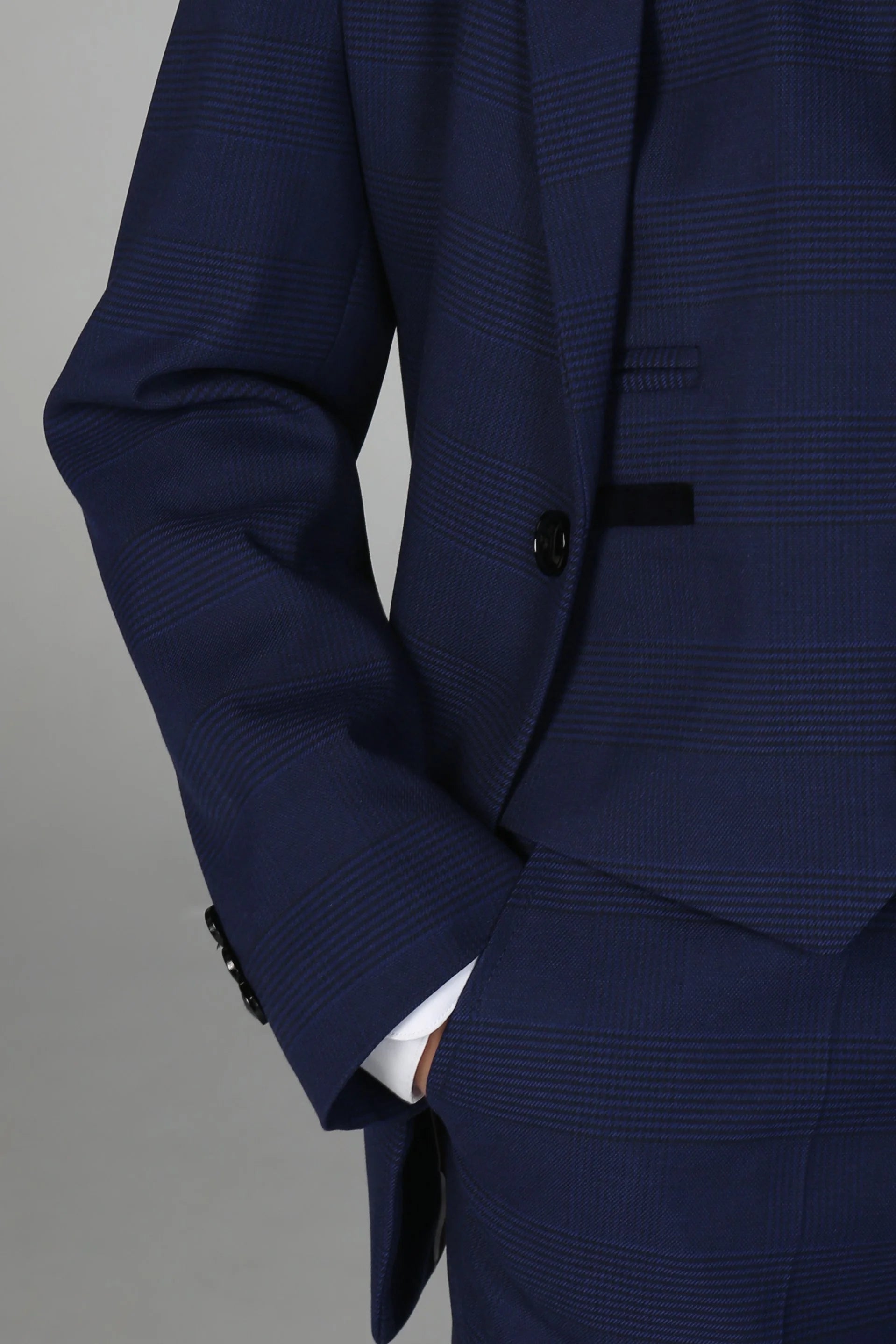Boys Tailored Fit Tweed Check Suit - MARK - Blue