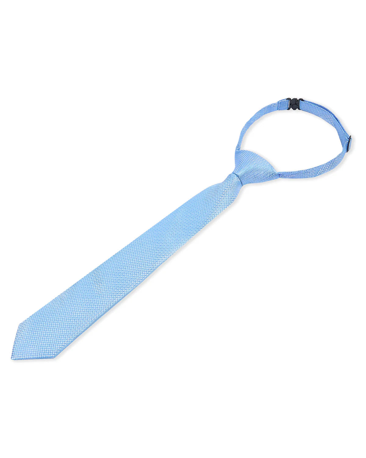 Corbata preanudada de jacquard texturizado para niños con clip ajustable en la correa del cuello - Azul