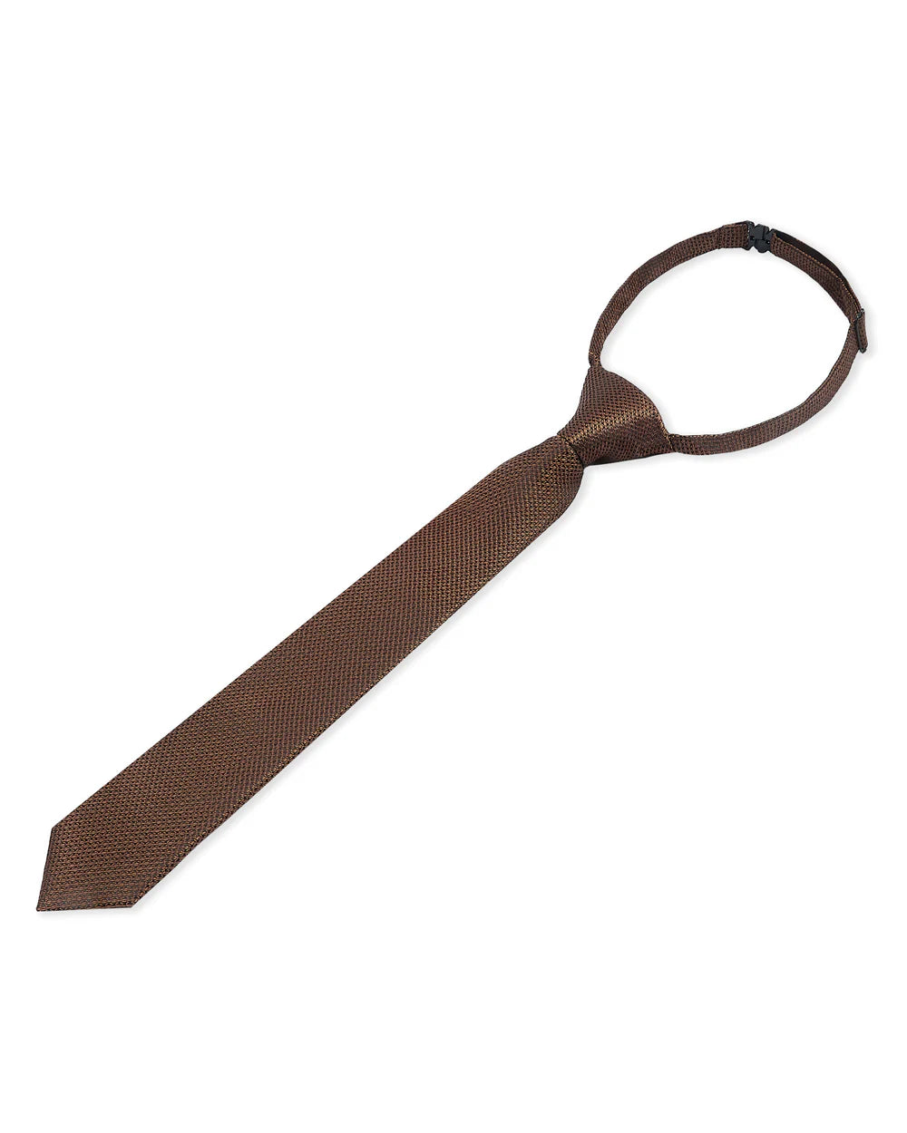 Corbata preanudada de jacquard texturizado para niños con clip ajustable en la correa del cuello - Marrón