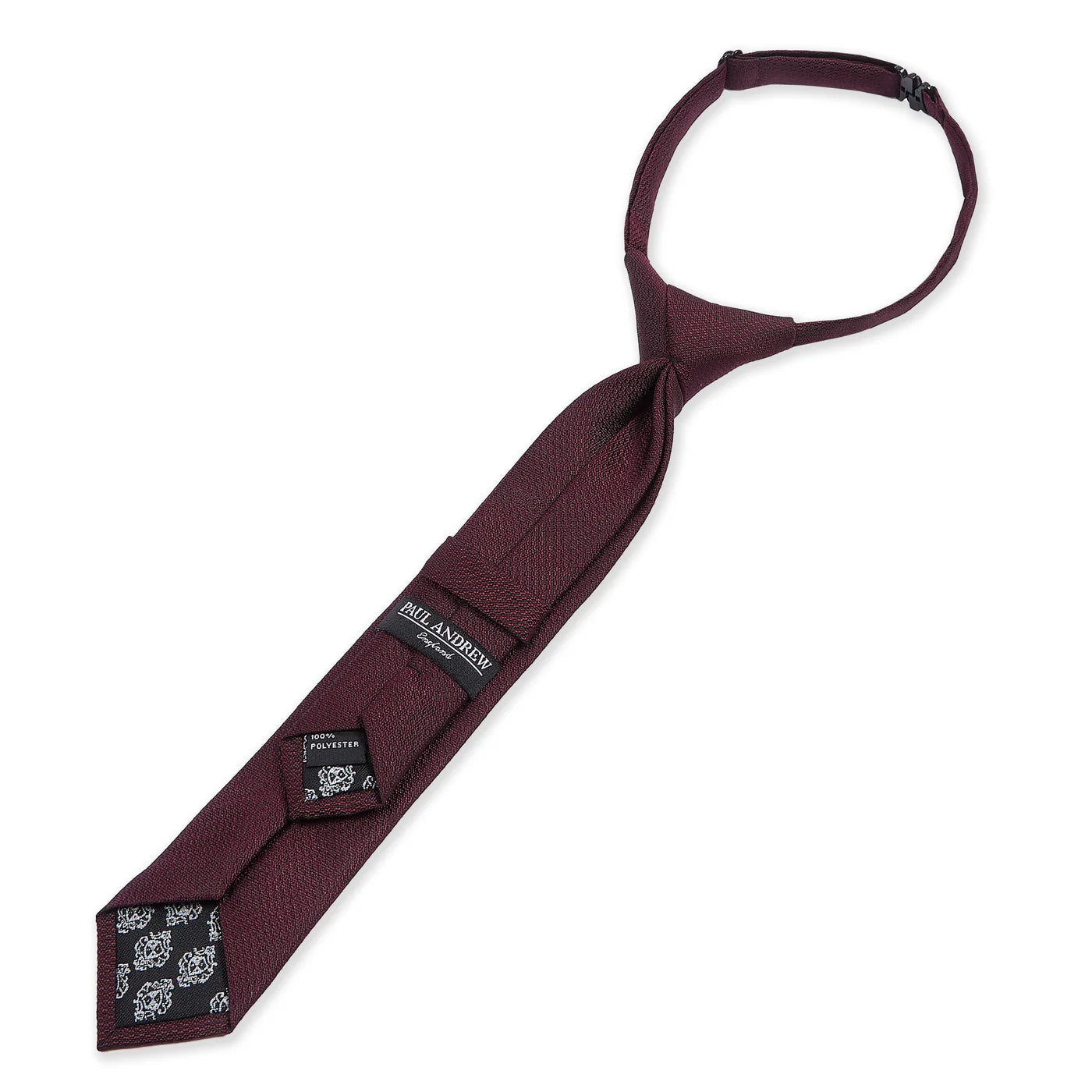 Corbata preanudada de jacquard texturizado para niños con correa de cuello ajustable con clip - Burdeos