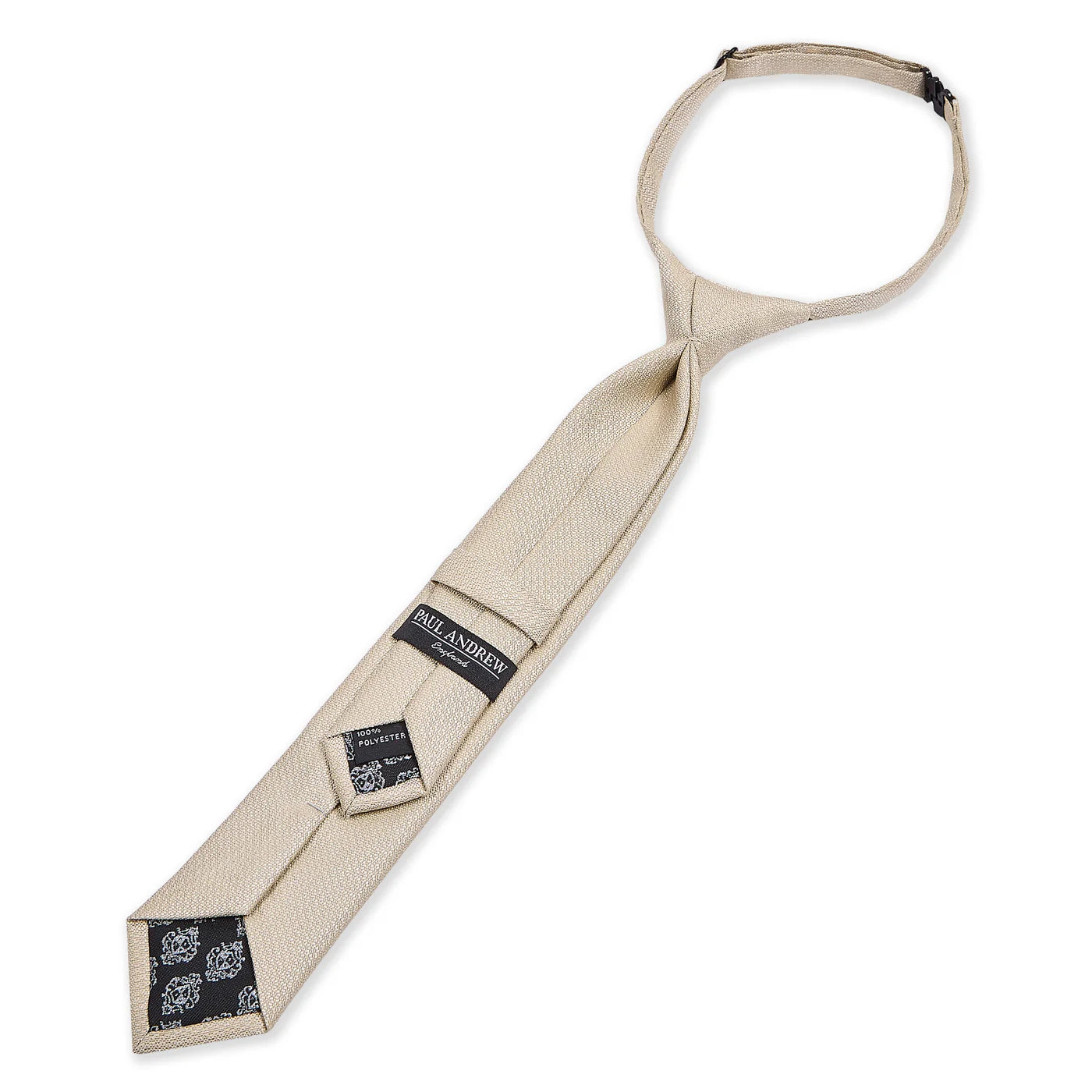 Corbata preanudada de jacquard texturizado para niños con clip ajustable en la correa del cuello - Champán