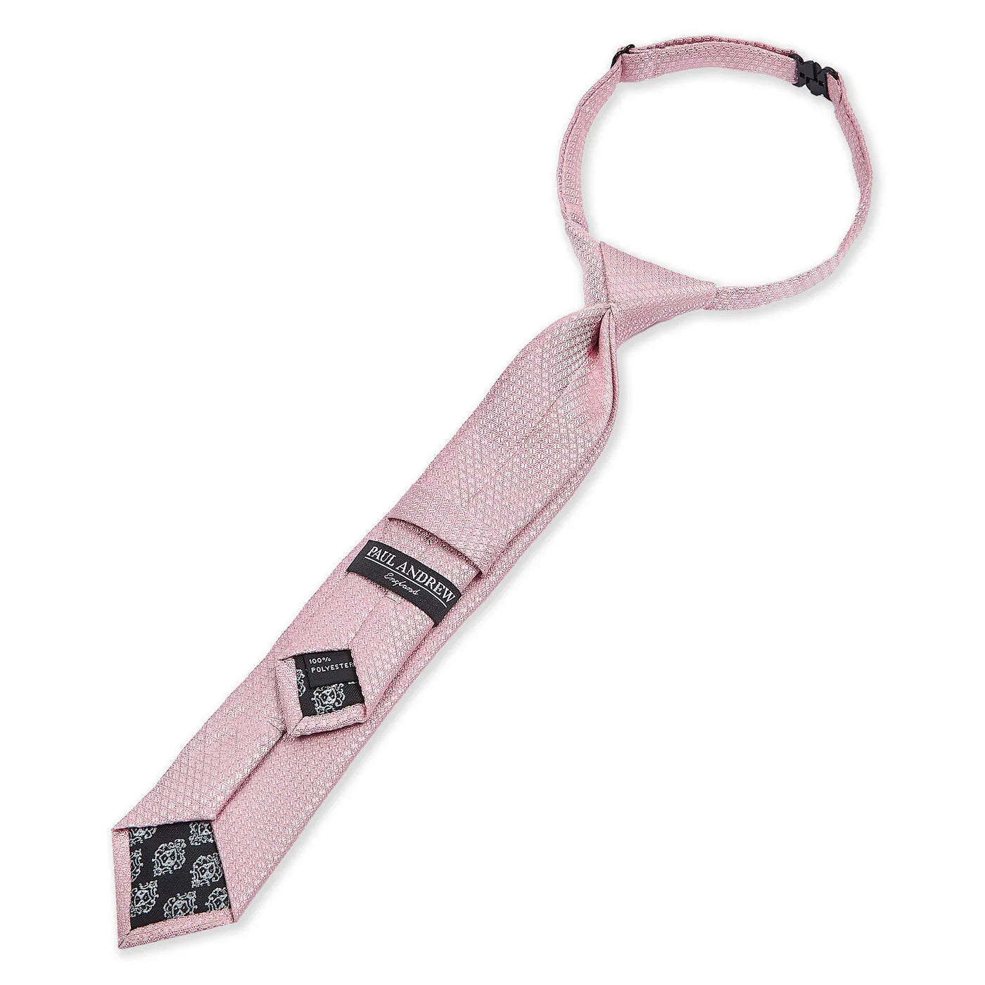 Corbata preanudada de jacquard texturizado para niños con clip ajustable en la correa del cuello - Rosa claro