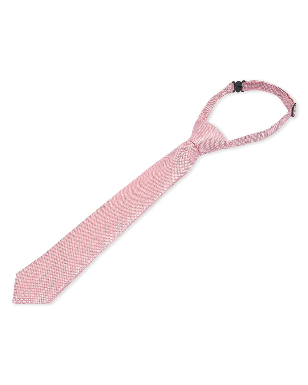 Corbata preanudada de jacquard texturizado para niños con clip ajustable en la correa del cuello - Rosa