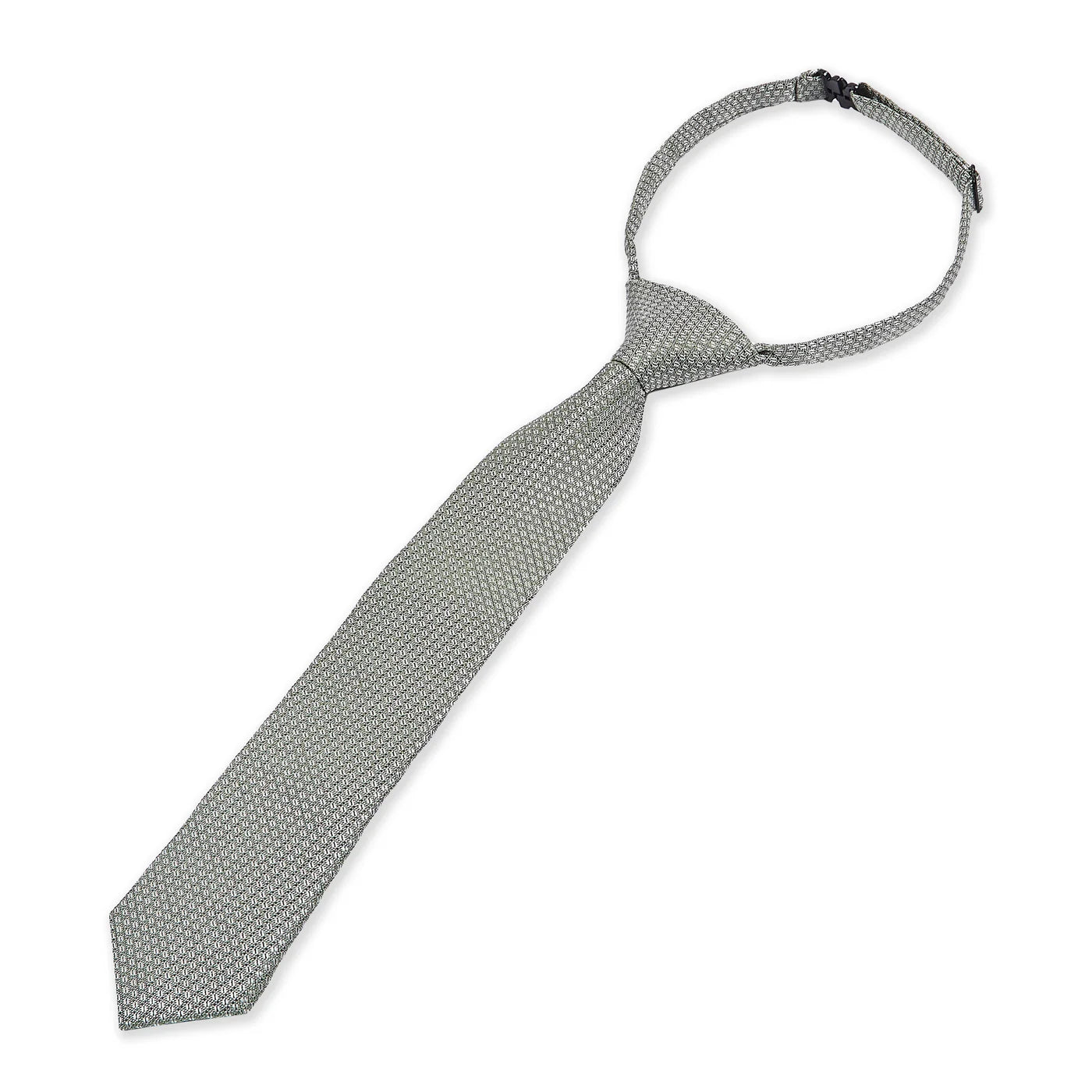 Corbata preanudada de jacquard texturizado para niños con clip ajustable en la correa del cuello - Verde Salvia