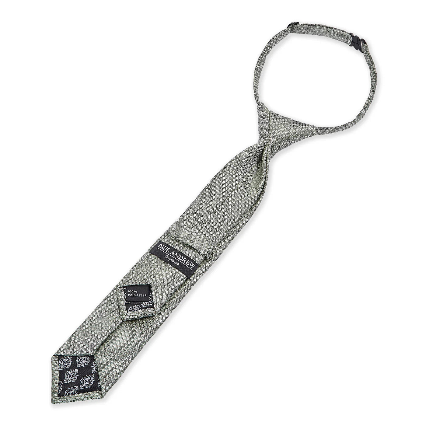 Corbata preanudada de jacquard texturizado para niños con clip ajustable en la correa del cuello - Verde Salvia
