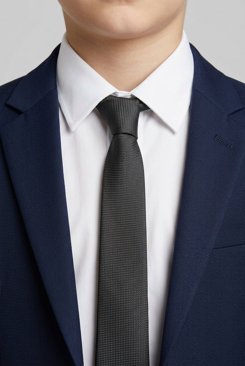 Corbata ajustada de jacquard texturizado para niños - Negro