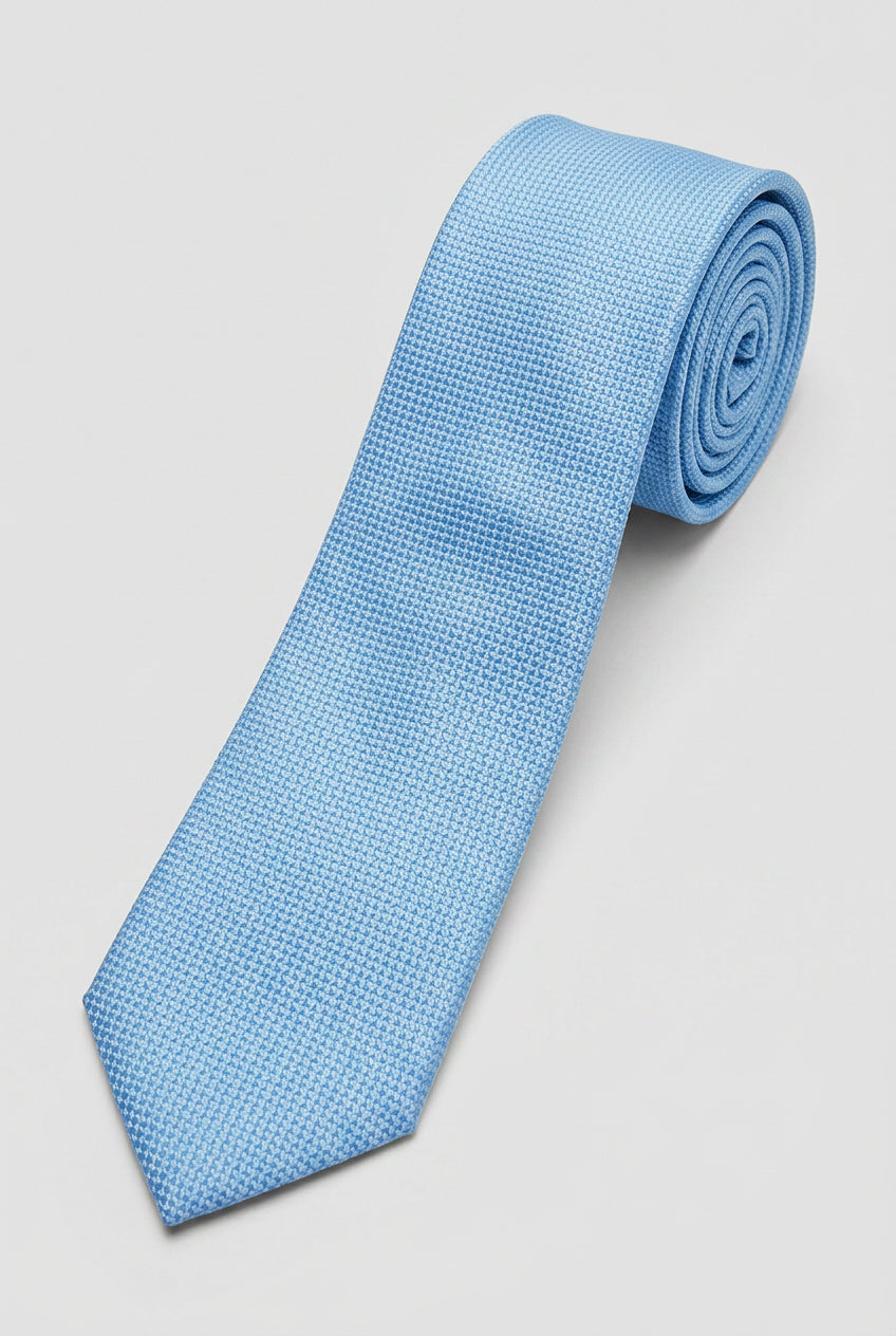 Cravatta sottile jacquard testurizzata per ragazzi - Blu
