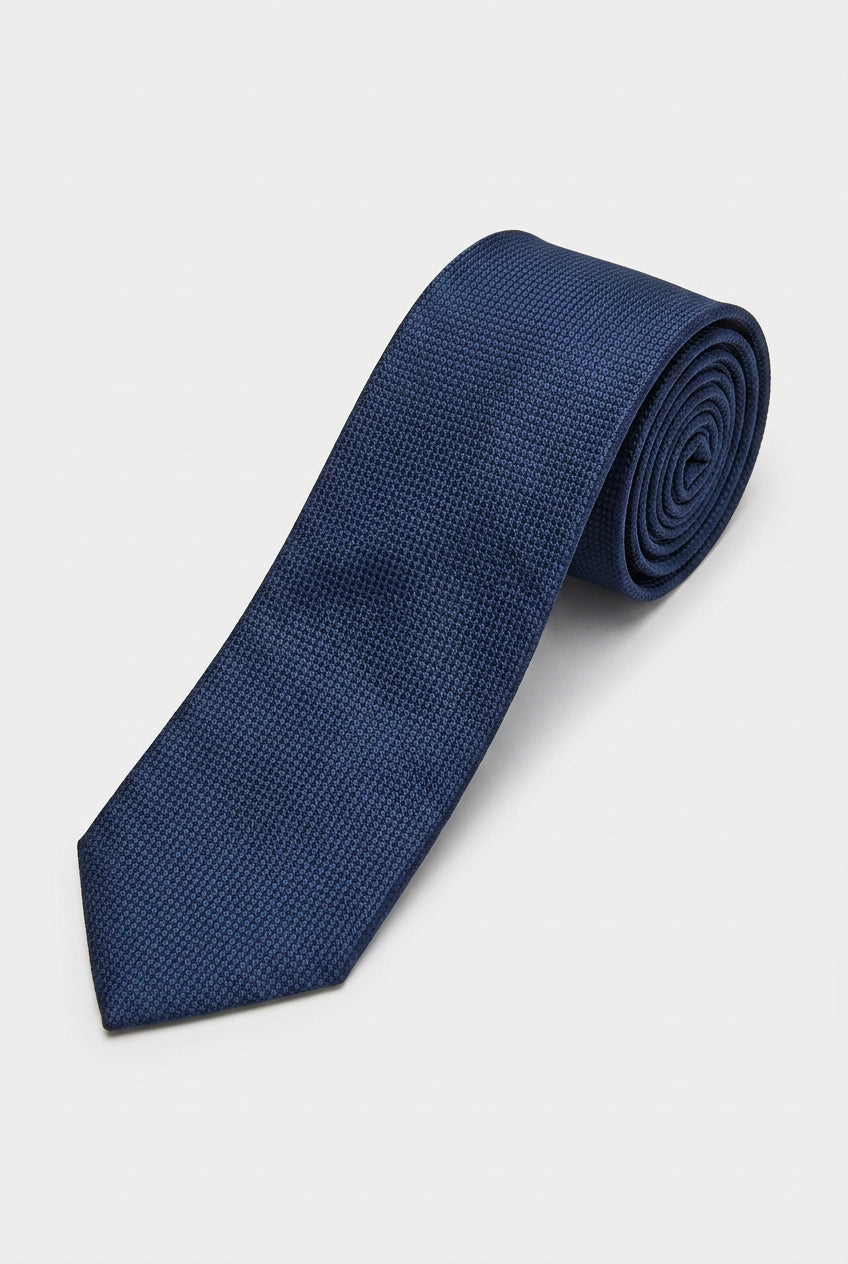 Cravatta Slim Jacquard Testurizzata per Ragazzi - Navy