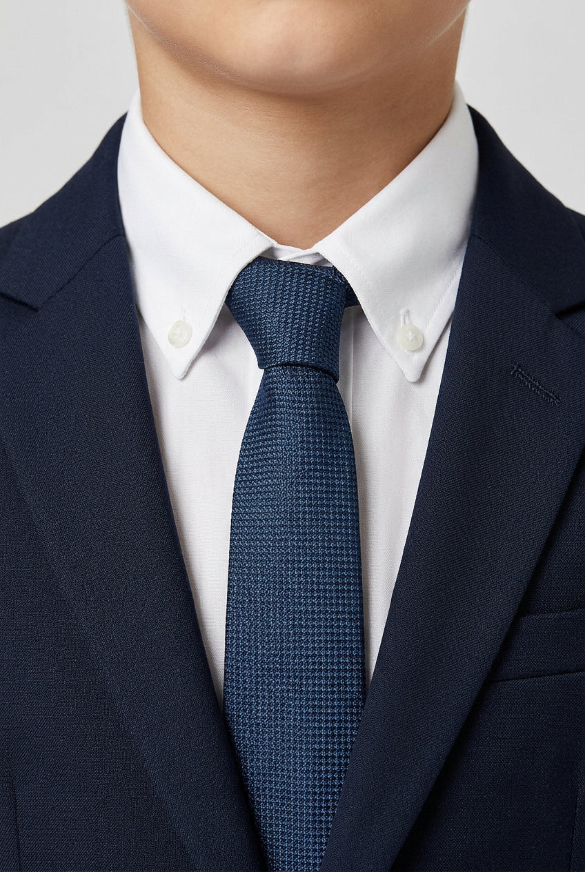 Cravatta Slim Jacquard Testurizzata per Ragazzi - Navy