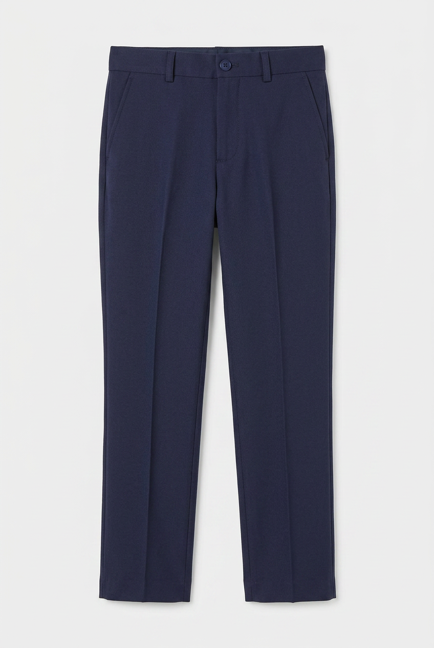 Boys navy formal trousers laid flat