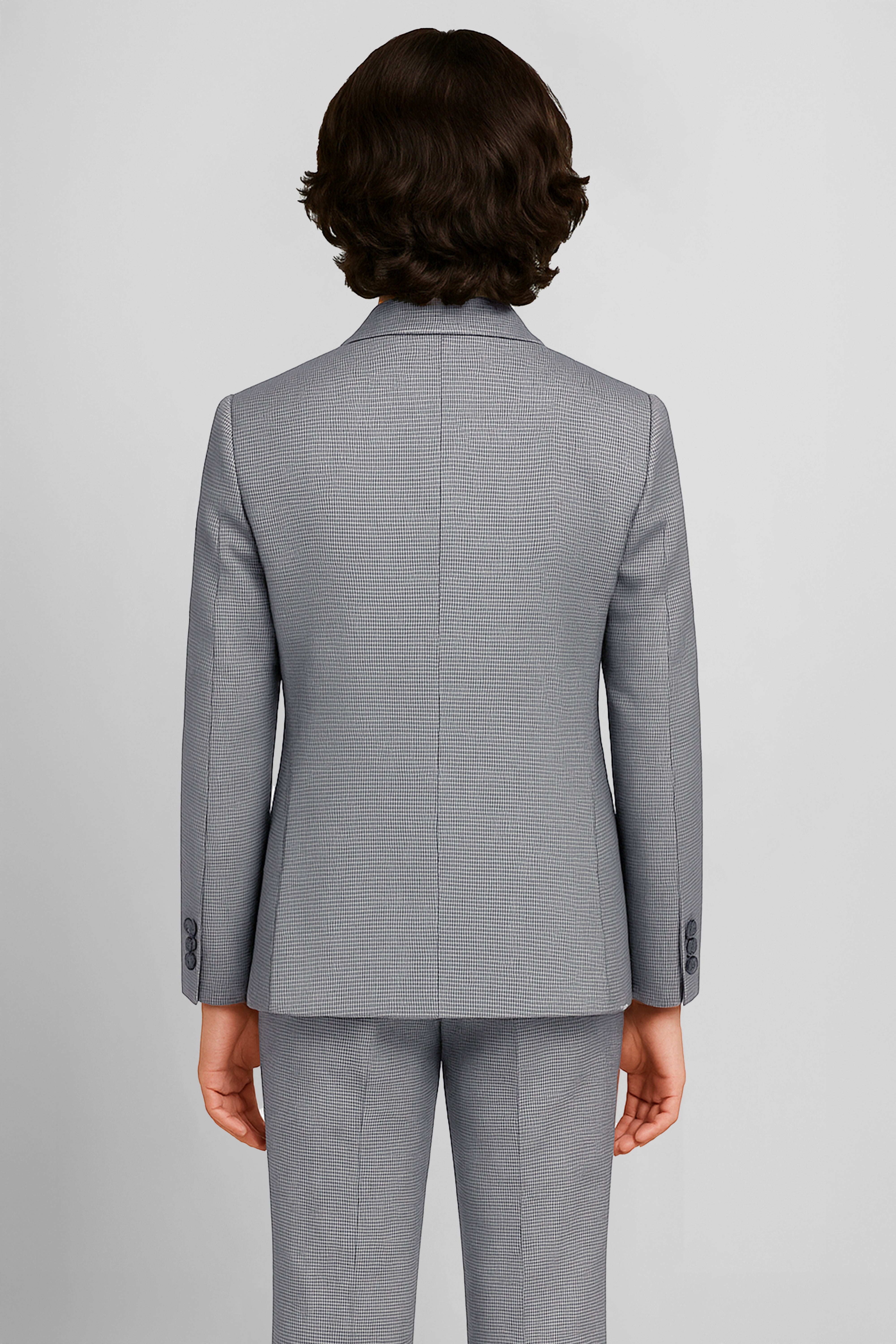Boys Tweed Tailored Fit Formal Suit - JACKSON - Grey Back Picture