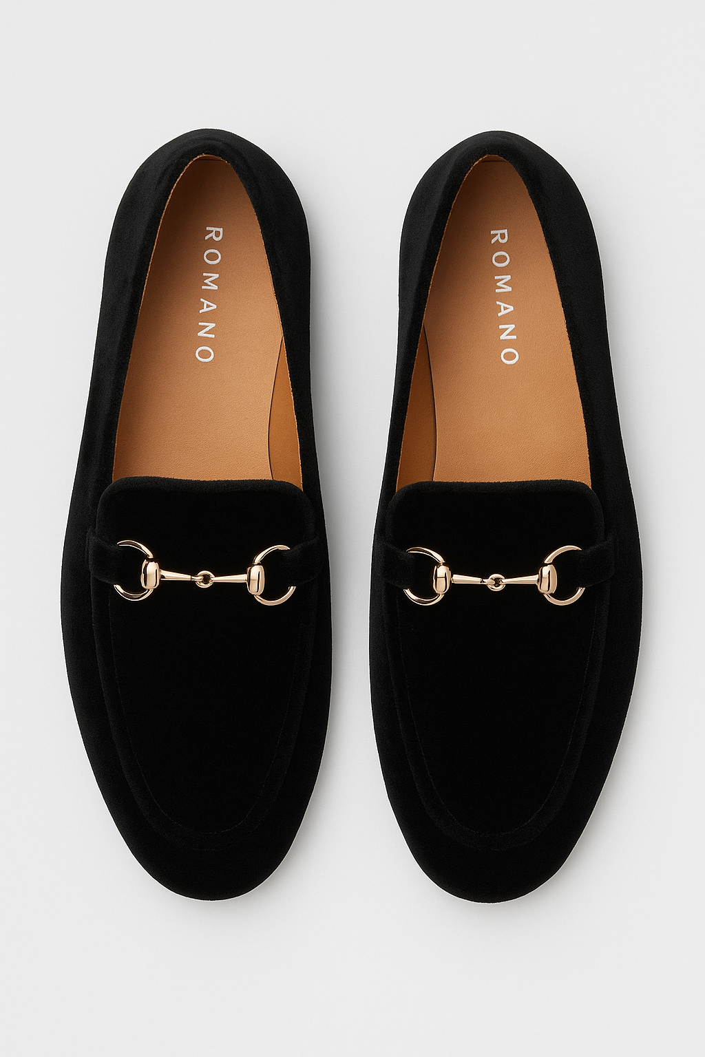 Boys Velvet Horsebit Loafer Shoes - Black Front Picture