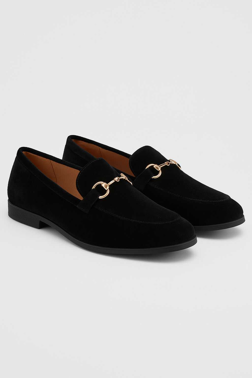 Boys Velvet Horsebit Loafer Shoes - Black Pair Side Picture