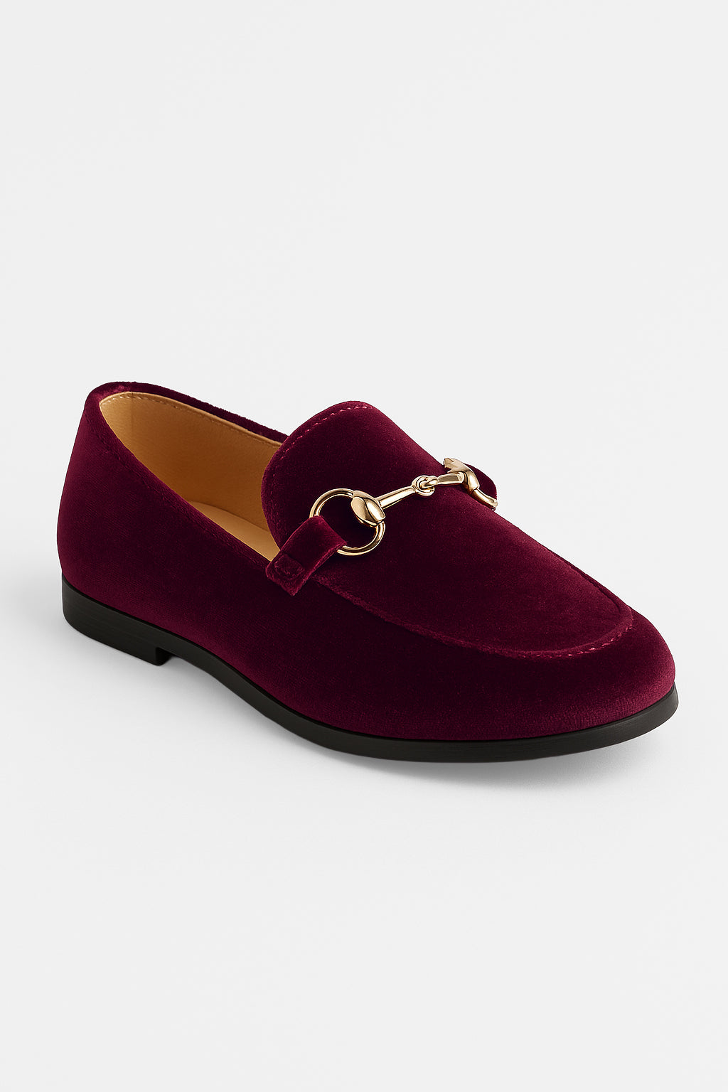 Boys Velvet Horsebit Loafer Shoes - Burgundy Side Picture