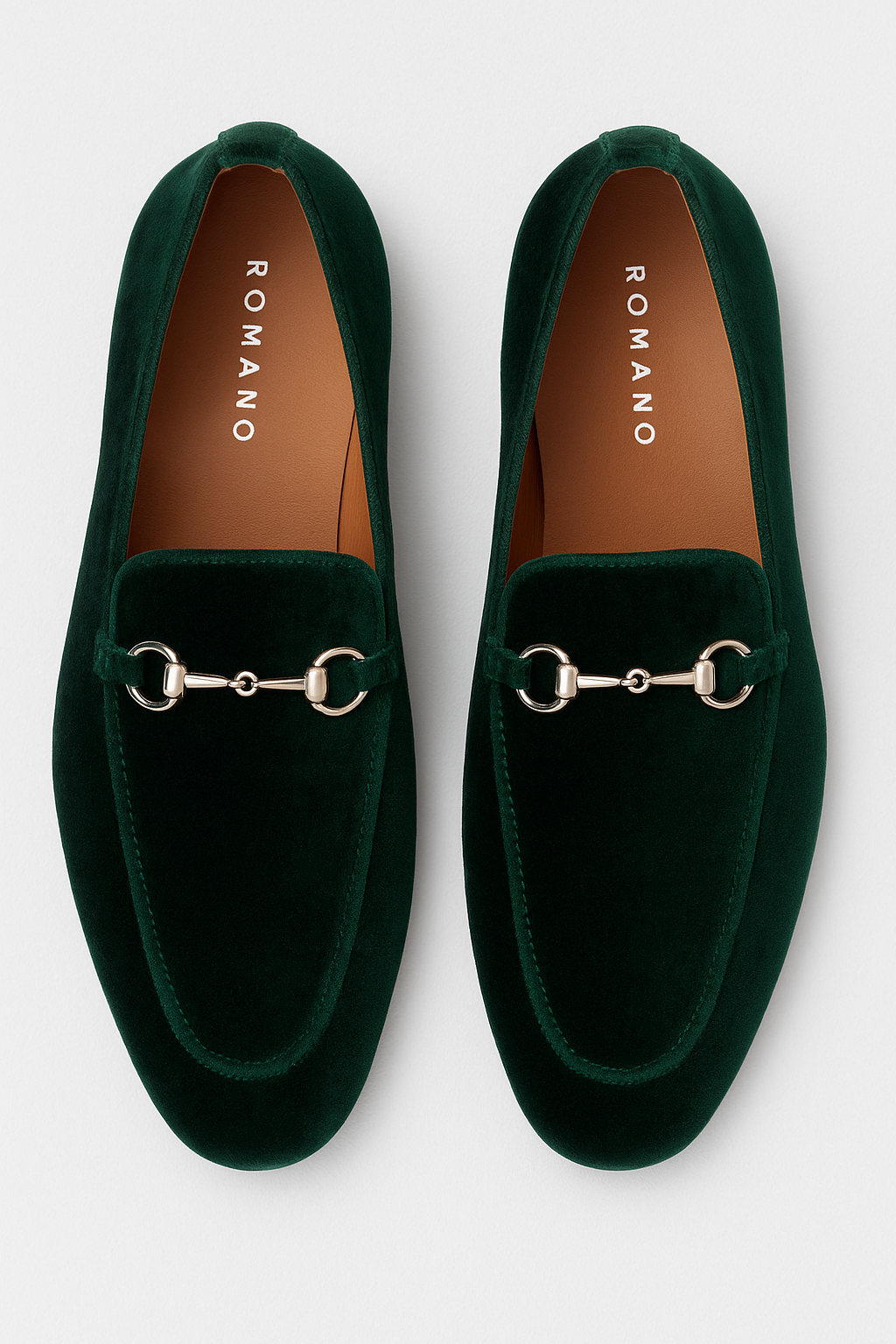 Boys Velvet Horsebit Loafer Shoes - Green Front Picture