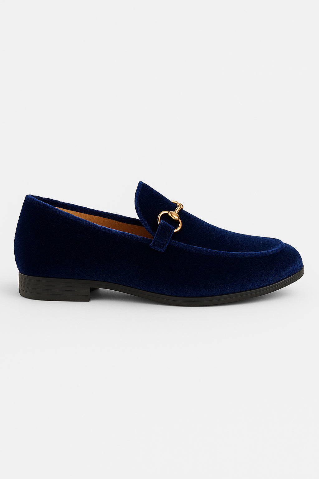 Boys Velvet Horsebit Loafer Shoes - Navy