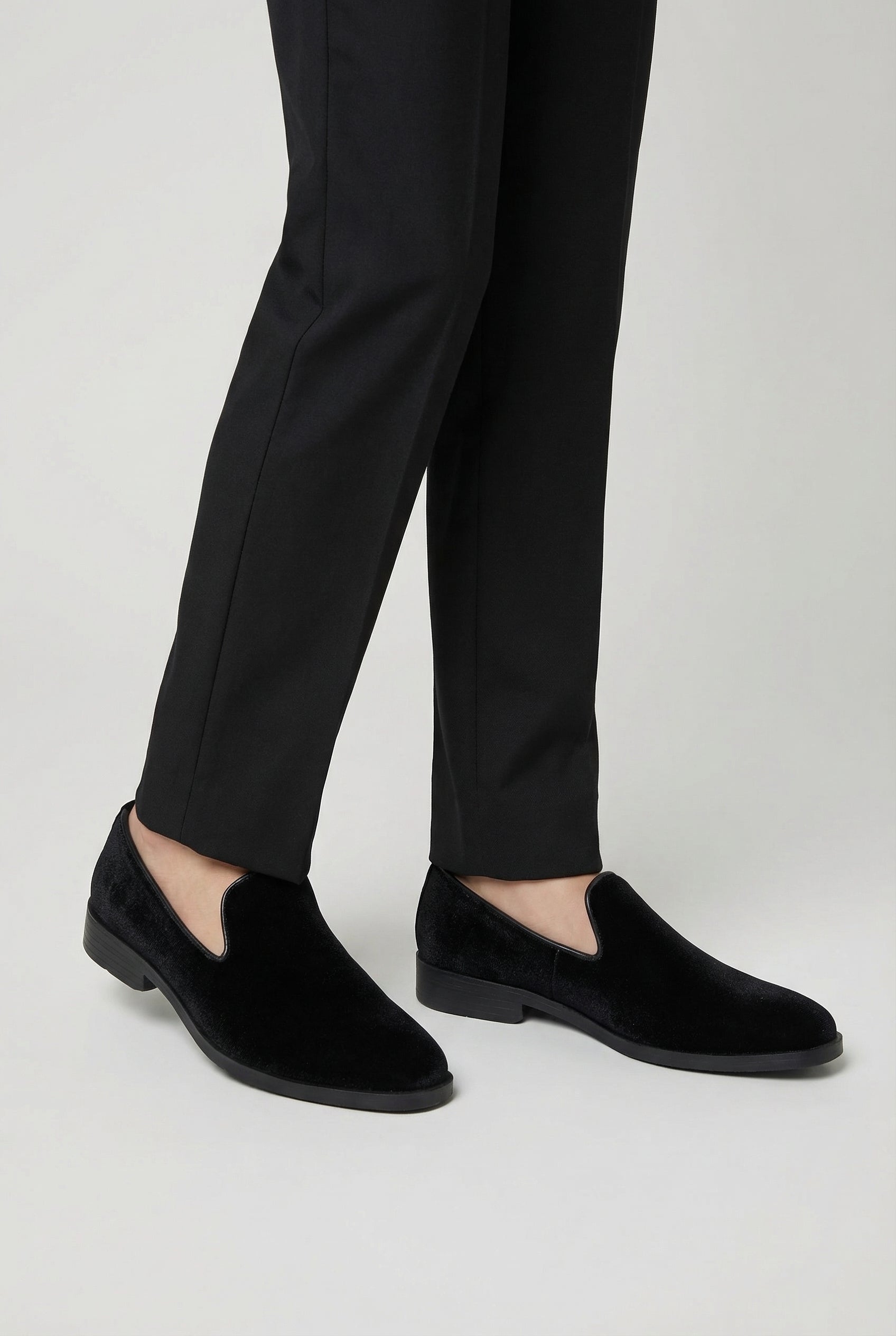 Boys Velvet Loafer Shoes - Jackson Black Model Picture