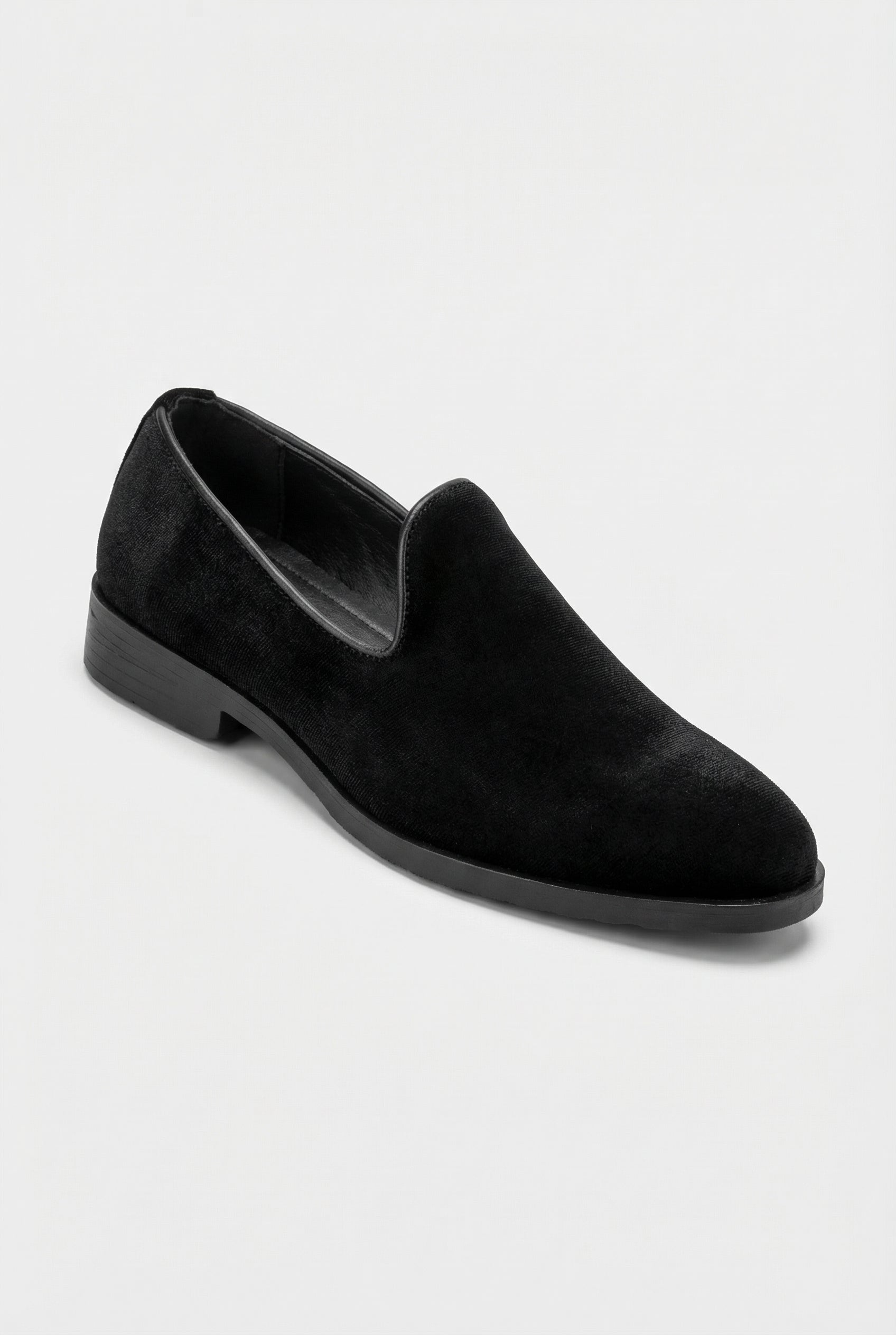 Boys Velvet Loafer Shoes - Jackson Black Side Picture