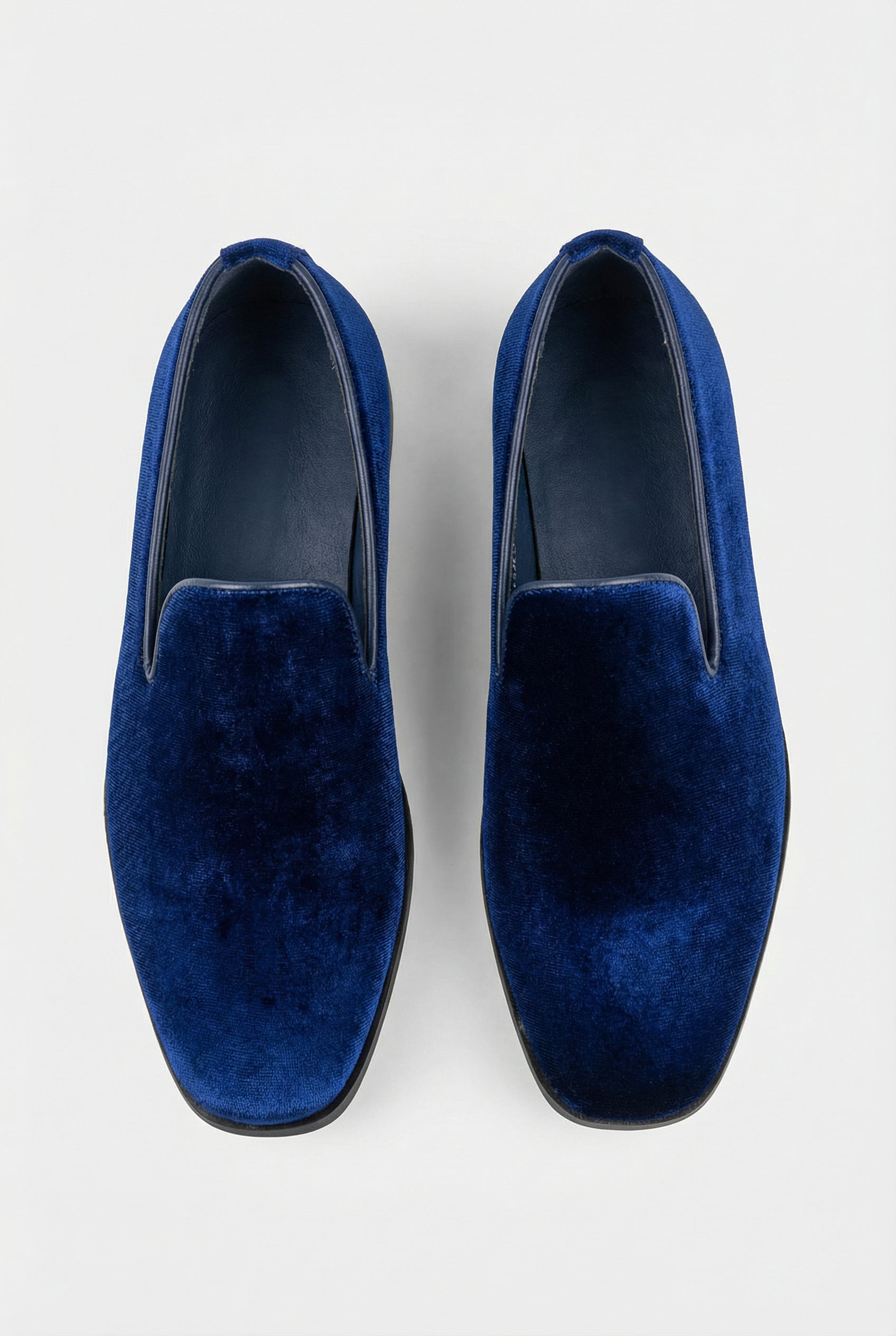 Boys Velvet Loafer Shoes - Jackson Blue Front Picture