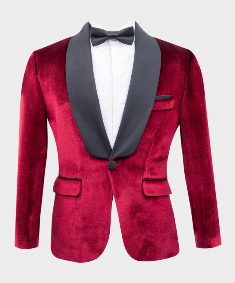 Ensemble de Blazer Tuxedo en Velours pour Garçons - KINGSMAN - Bordeaux