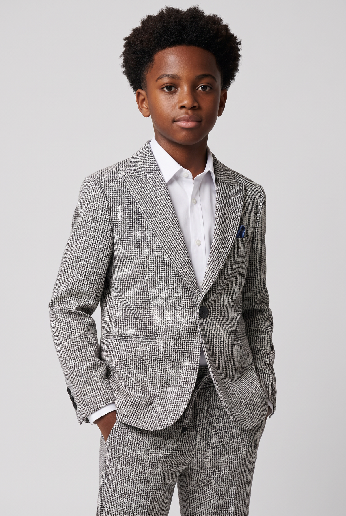 Boys White and Black 2-Piece Mini Tweed Houndstooth Suit - ORME