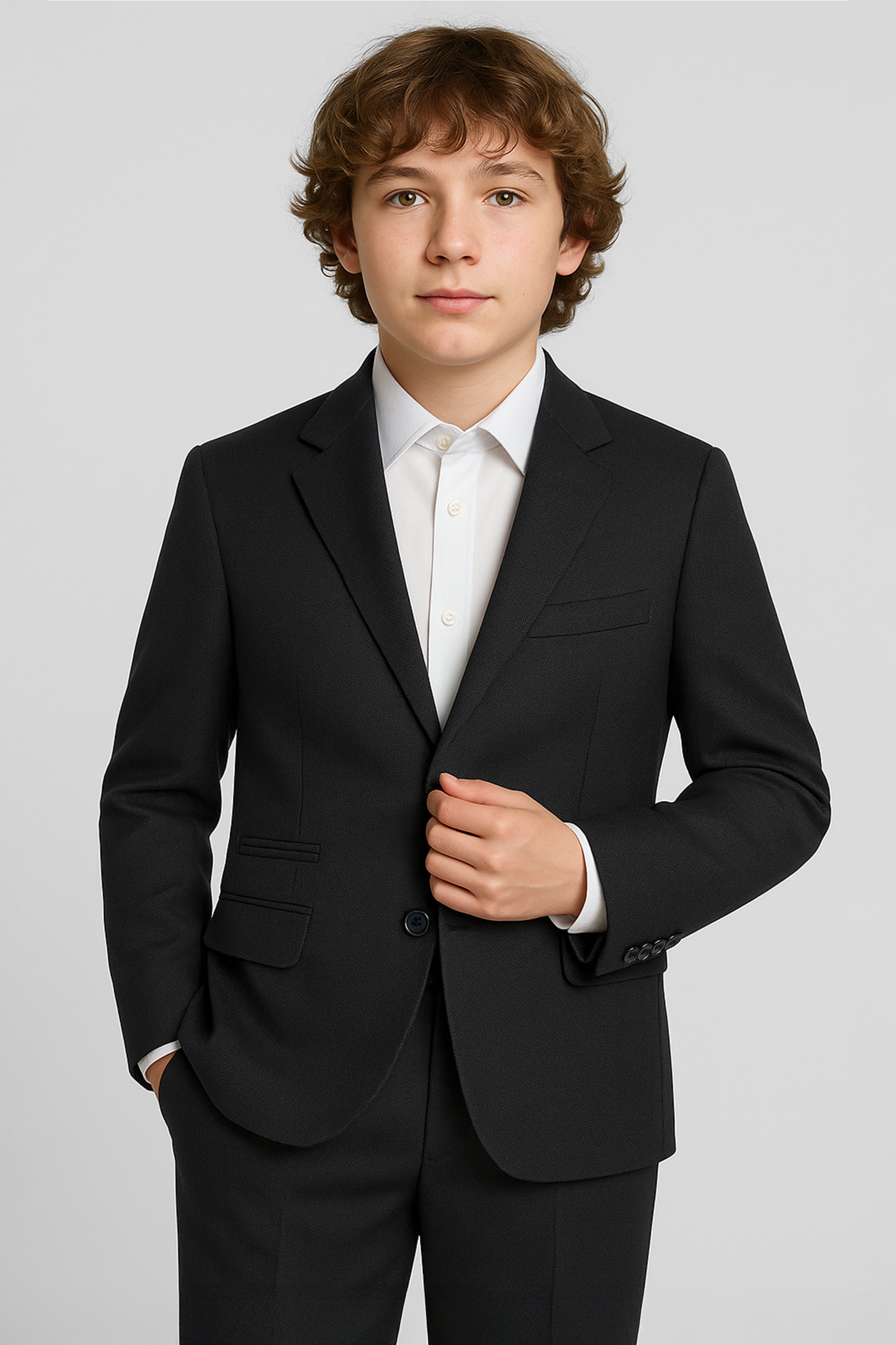 Boys’ 2-Piece Twill Formal Suit - Dean  - Black Front Picture