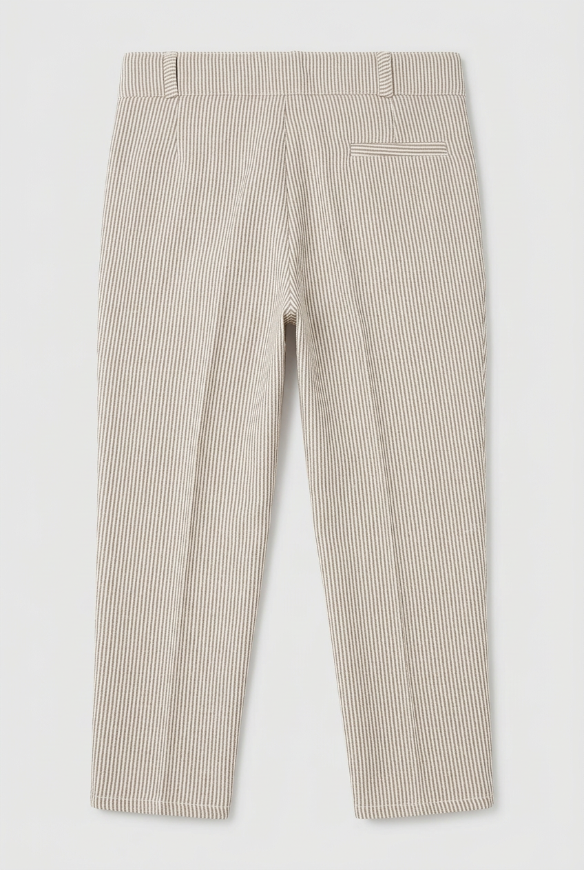 Costume garçon 3 pièces à rayures fines croisé - Beige et Marron