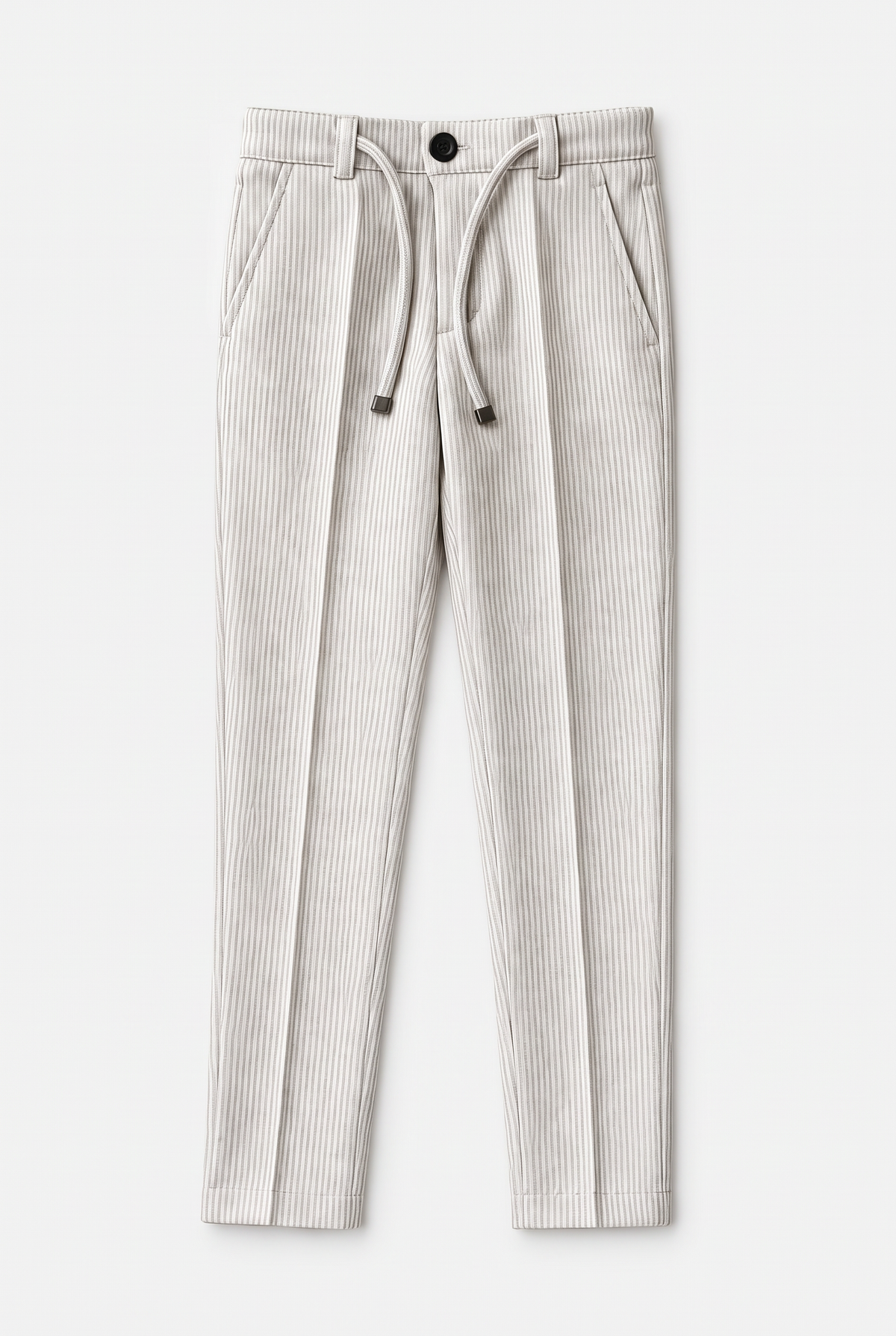 Boys’ 3-Piece Pinstripe Double-Breasted Suit - Ivory & Mocha Trousers Picture