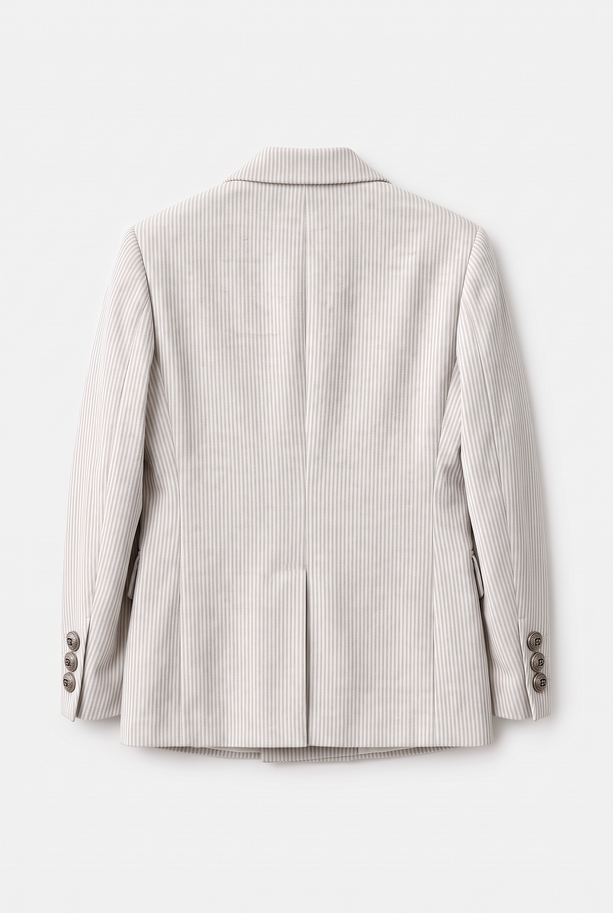 Boys’ 3-Piece Pinstripe Double-Breasted Suit - Ivory & Mocha Blazer Back Picture