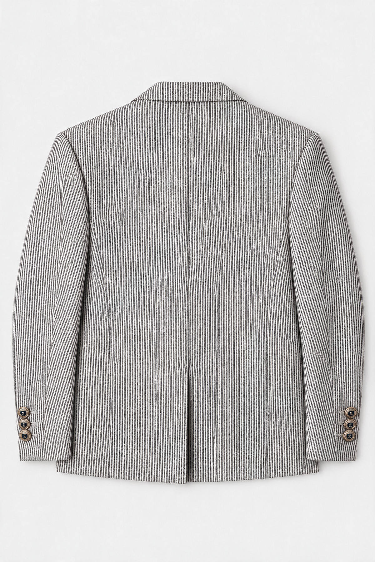 Boys’ 3-Piece Pinstripe Double-Breasted Suit - Off-White & Navy blazer back picture