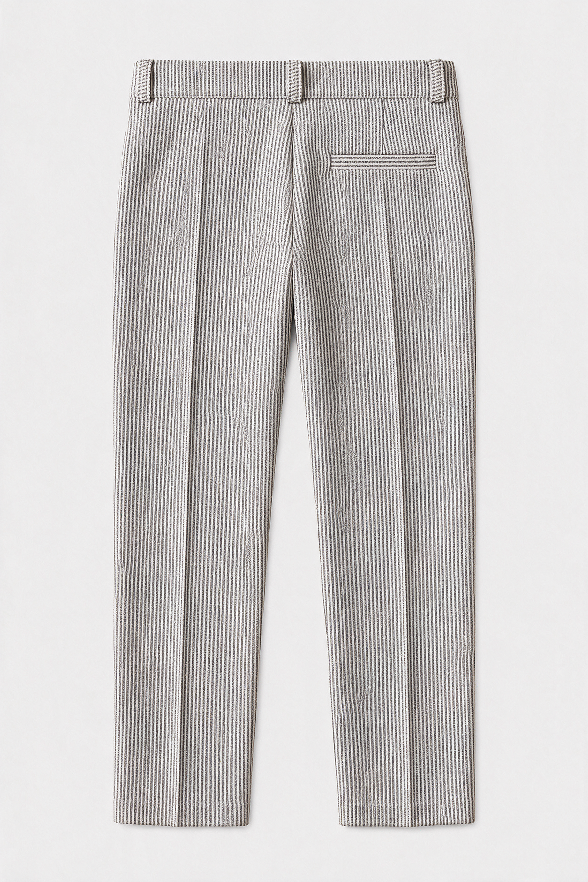 Boys’ 3-Piece Pinstripe Double-Breasted Suit - Off-White & Navy trousers back picture