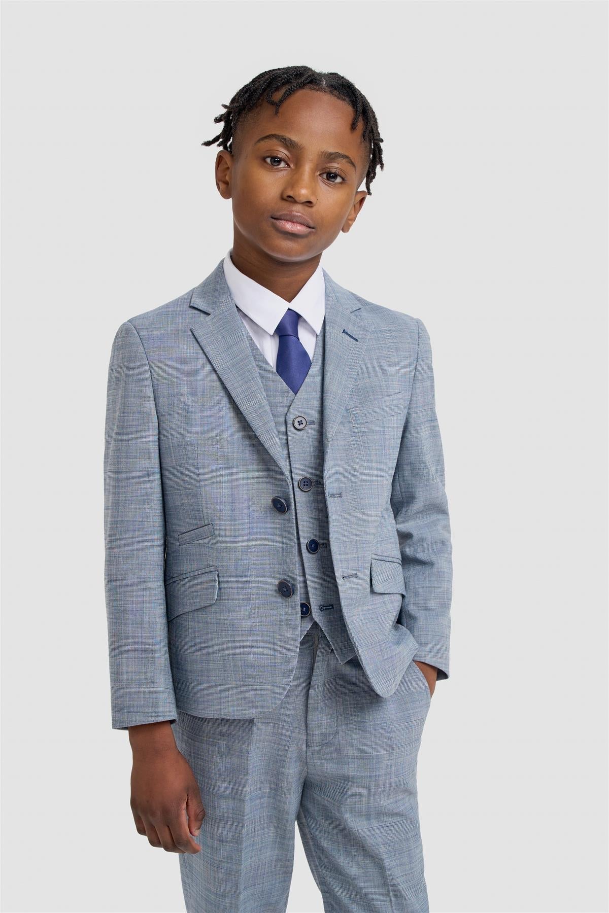 Boys’ 3-Piece Textured Suit - Camden - Blue