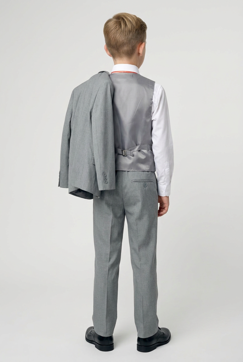 Boys’ 3-Piece Slim Fit Formal Suit - WILLIAM- Light Grey