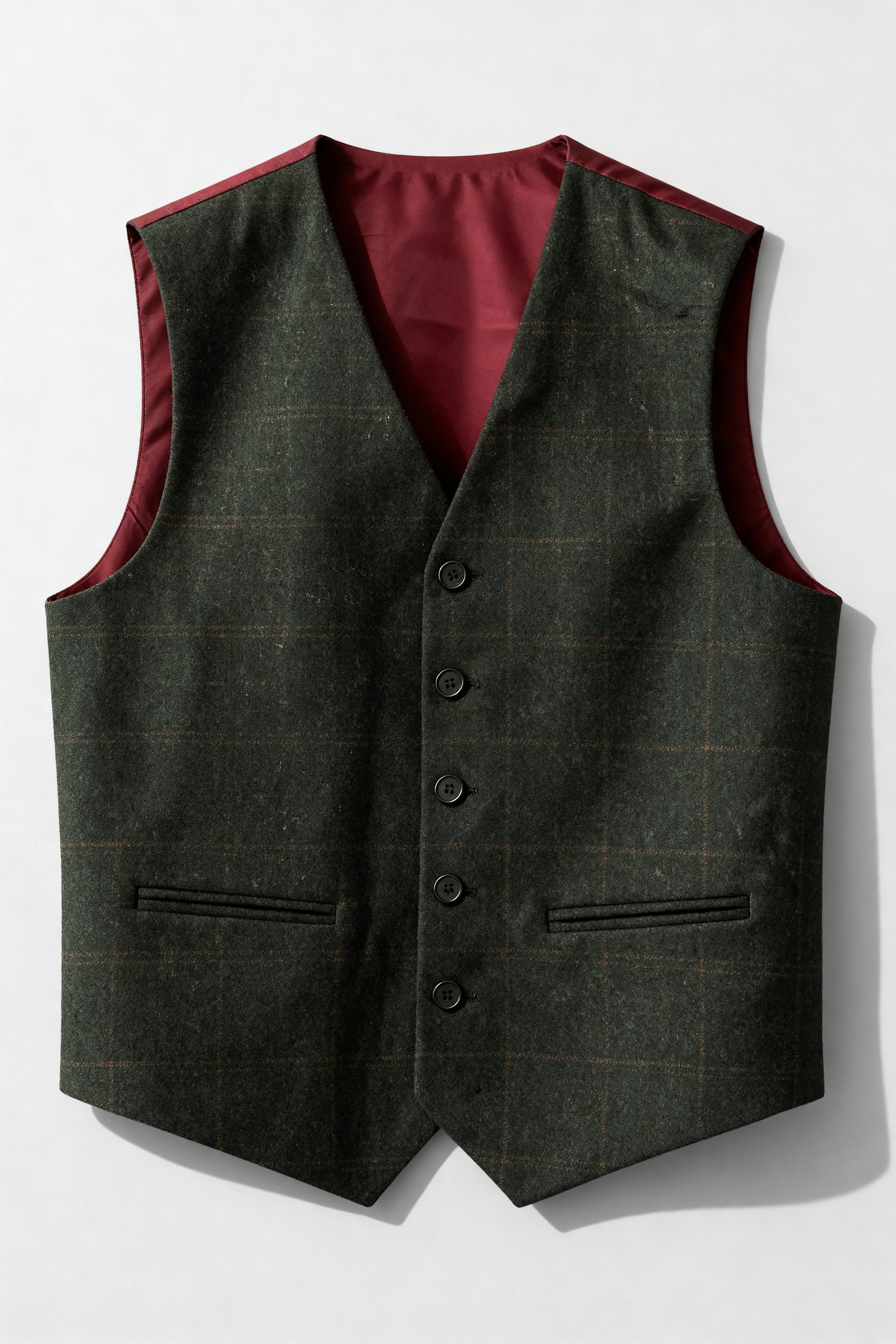 Boys 3-Piece Wool Tweed Windowpane Check Suit - Joshua - Forest Green