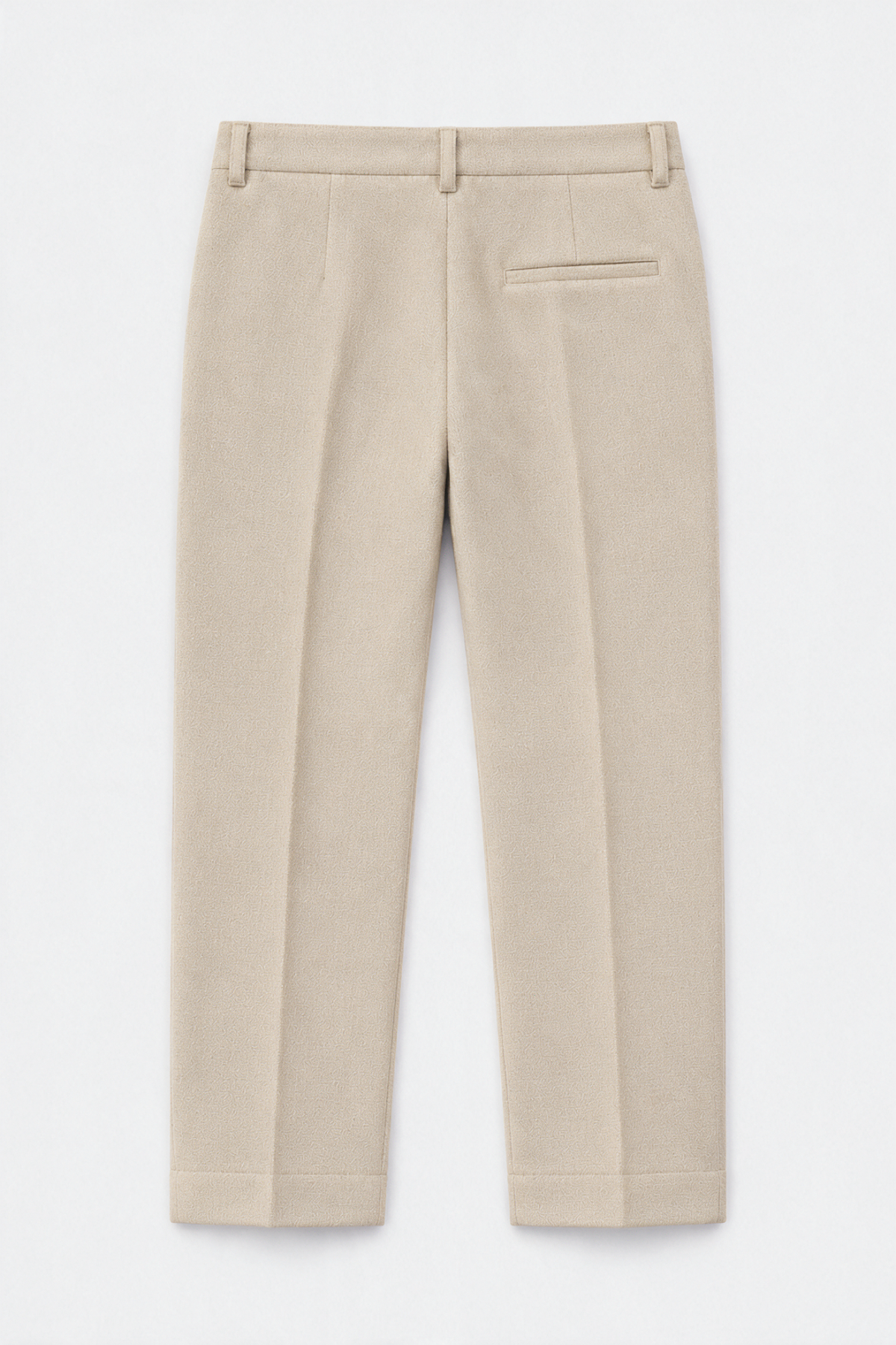 Boys’ 4-Piece Textured Double Breasted Formal Suit - Montero Cream Trousers Back Picture