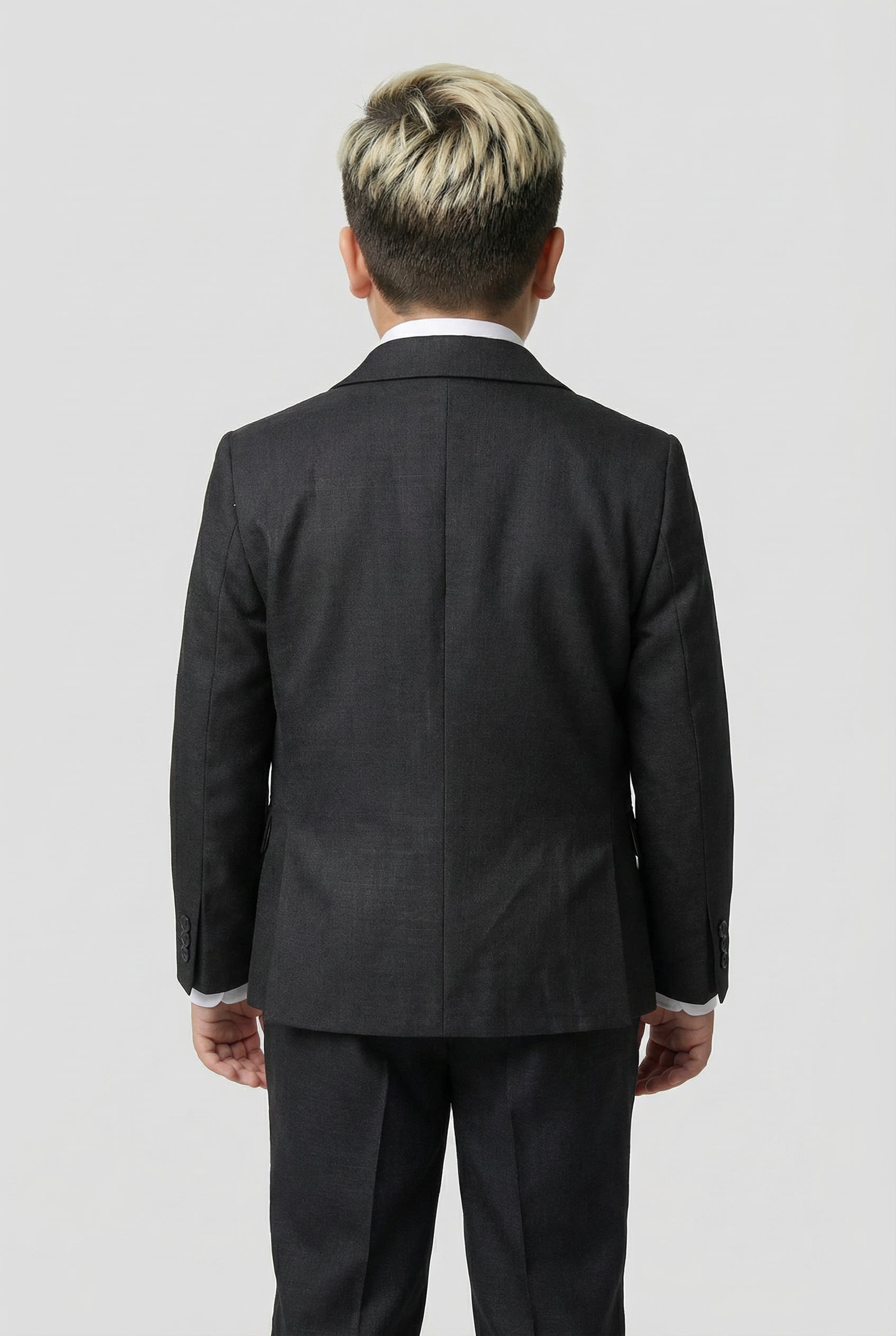 5-teiliger, taillierter Twill-Anzug für Jungen – Jeremy – Schwarz